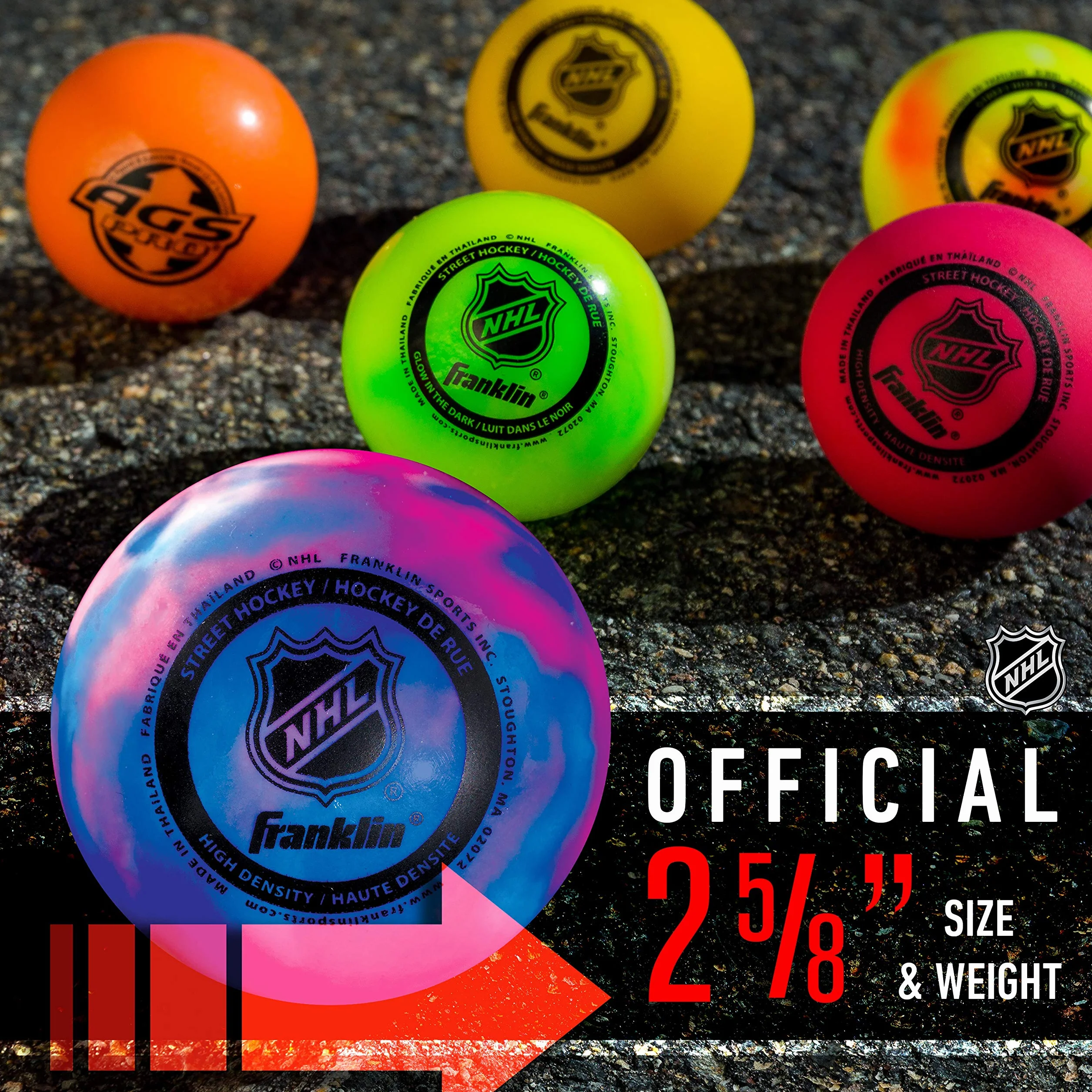 Franklin Sports NHL High Density Street Hockey Ball, 3-pak