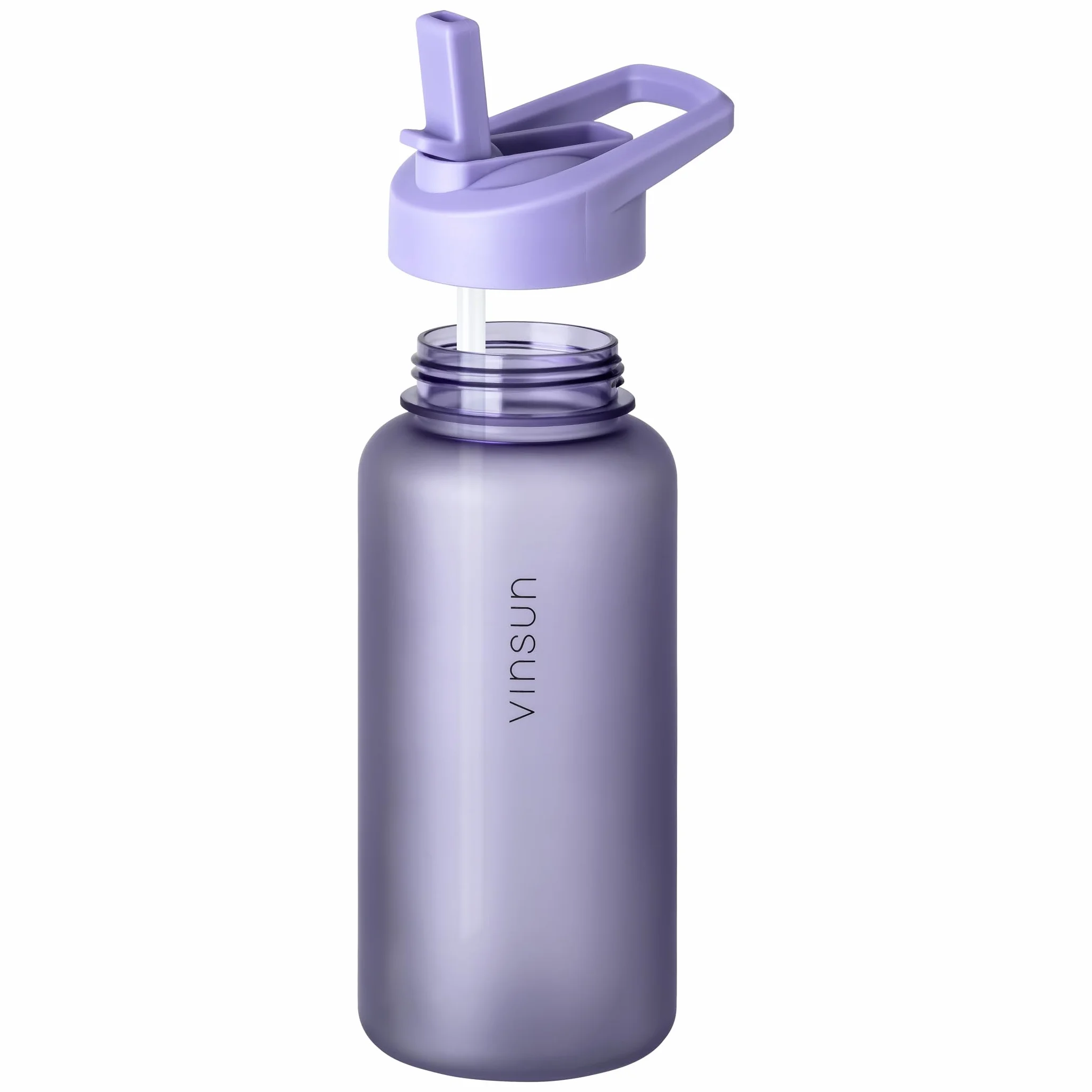 VINSUN Butelka do picia 1 l ze słomką Tritan BPA Free fioletowa