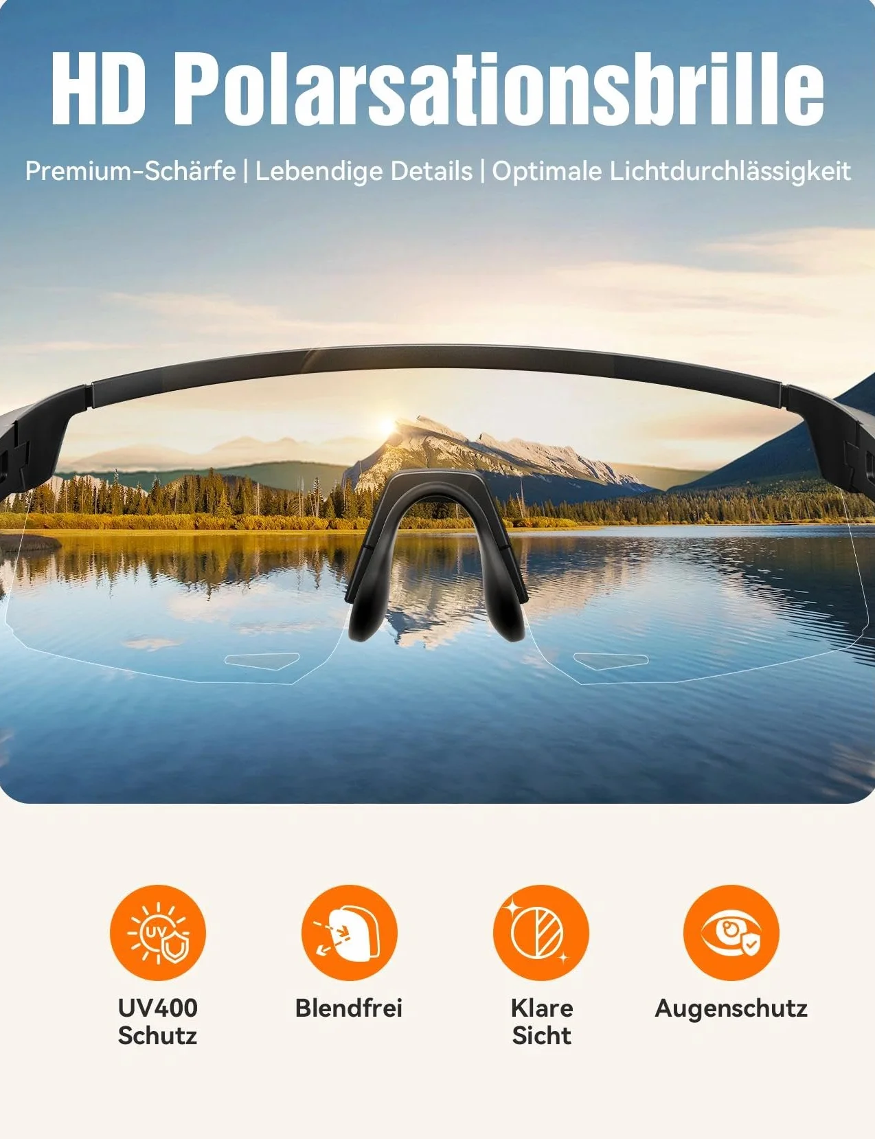 JOYROOM Okulary Sportowe dla Mężczyzn i Kobiet UV400 Ochrona Okulary Rowerowe do Biegania Jazdy Turystyki z Lekką Ramą TR90, Regulowalną Poduszką Nosa i Giętymi Wąsami