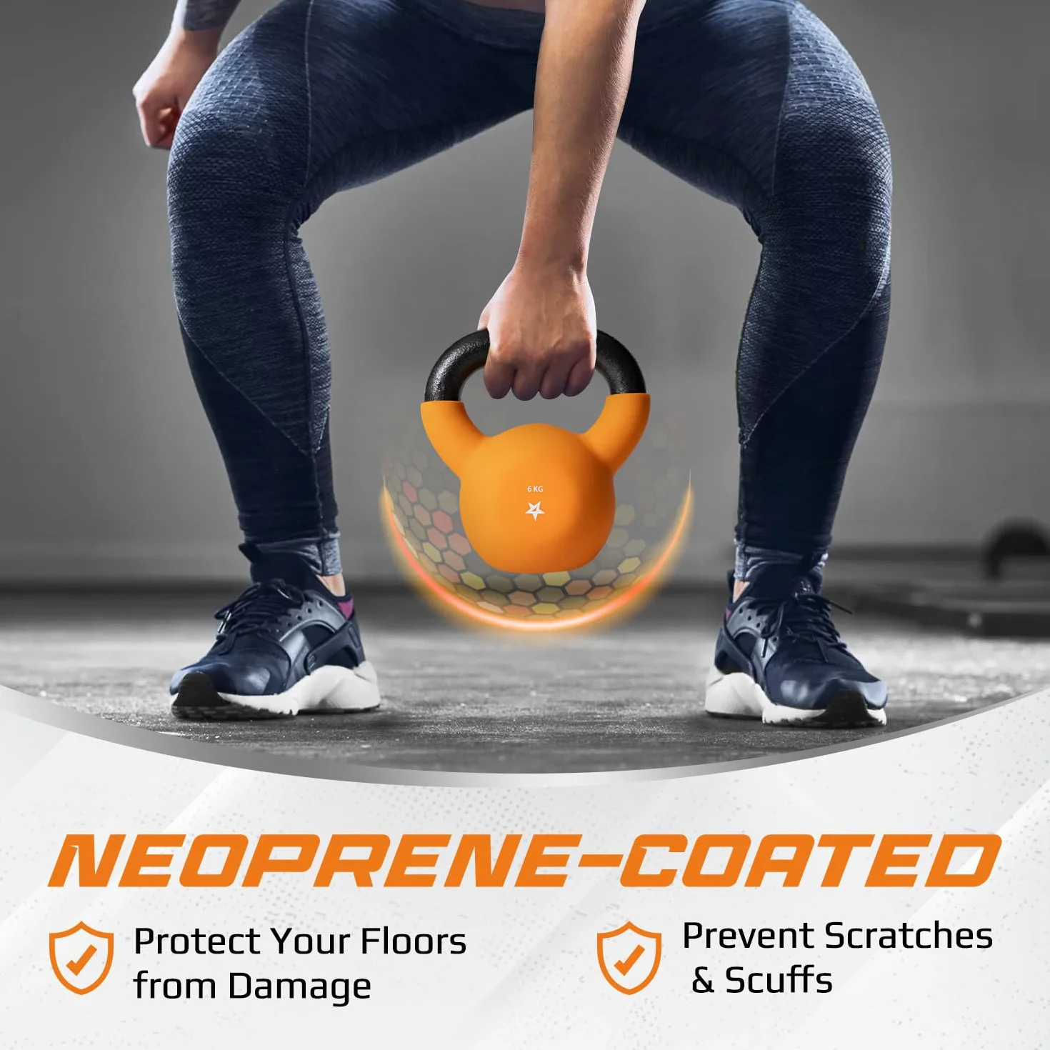 Yes4All HCR1 6KG żeliwny kettlebell powlekany neoprenem pomarańczowy
