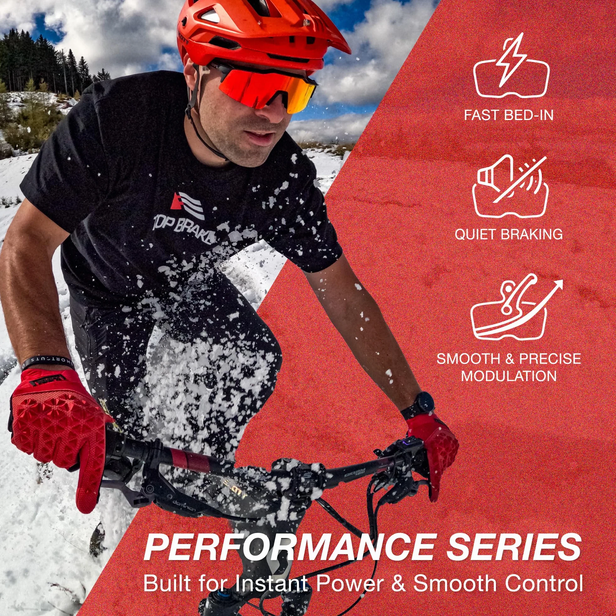 Top Brake Klocki hamulcowe tarczowe do roweru górskiego AVID SRAM R/RE/RSC Jazda RE | MTB, Downhill, rower szlakowy | Kompozycja ceramiczna, wersja wydajności, czerwona (dołączony)