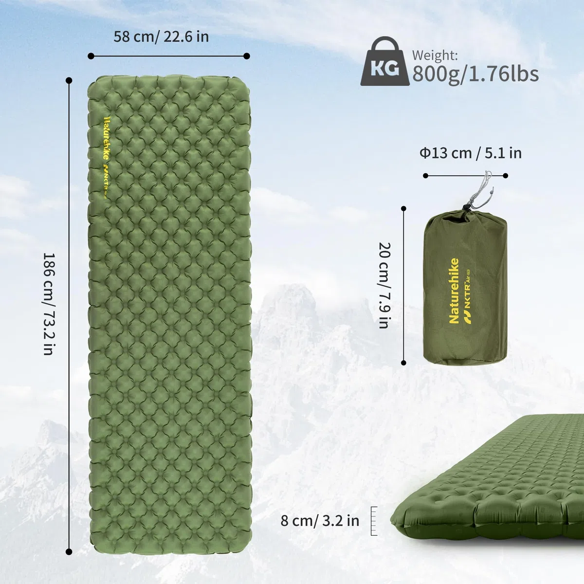 Naturehike 4.6 R-Izoluje Od Zimna, Niedrogi Karimata Kempingowa, 4 Pory Roku, Ultralekka, SamopompująCa, TrwałA, Nadmuchiwana Torba