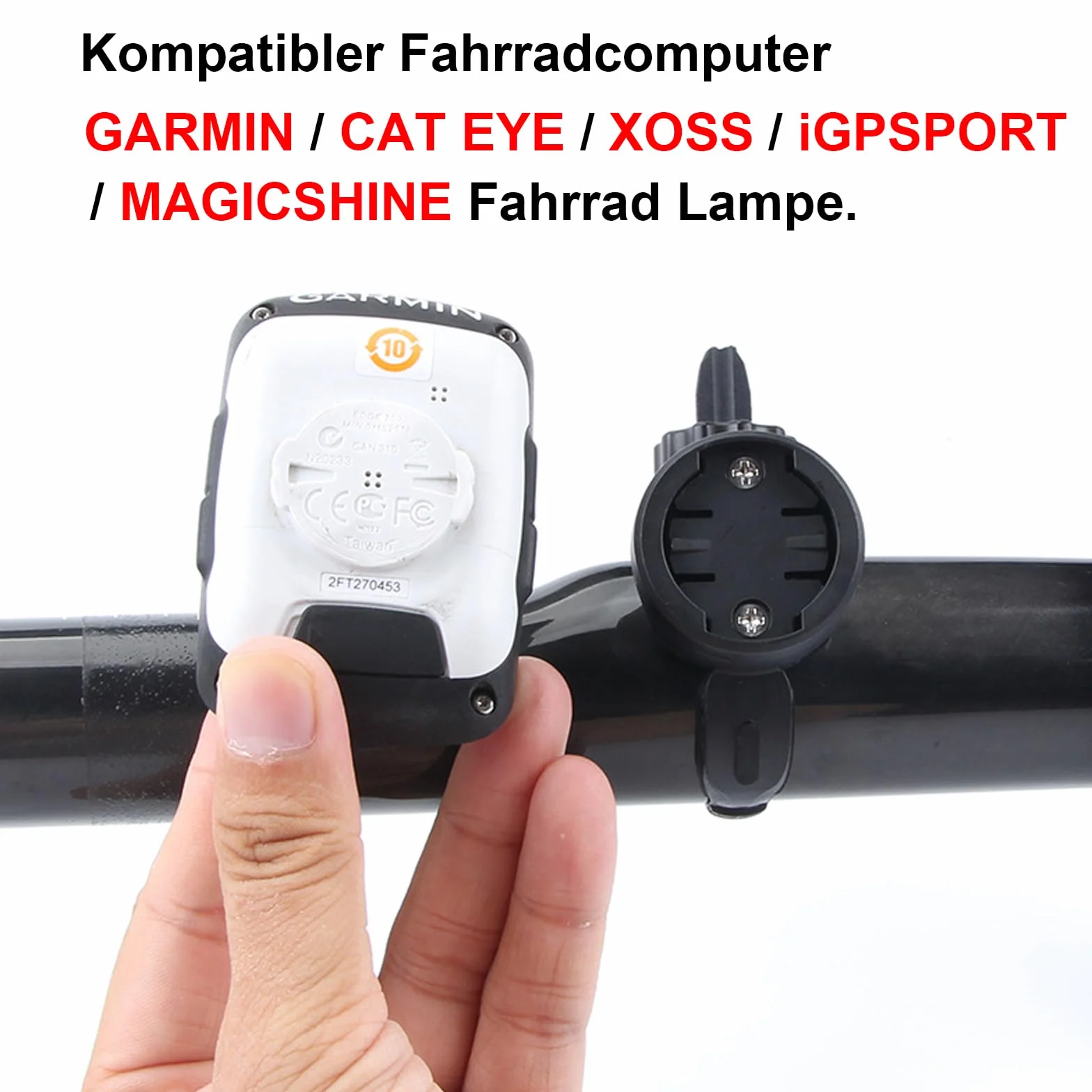 Uchwyt komputera rowerowego Kompatybilny z Garmin Edge, CAT Eye, XOSS, iGPSPORT, latarka rowerowa MAGICSHINE, do kierownicy 25,4-31,8mm