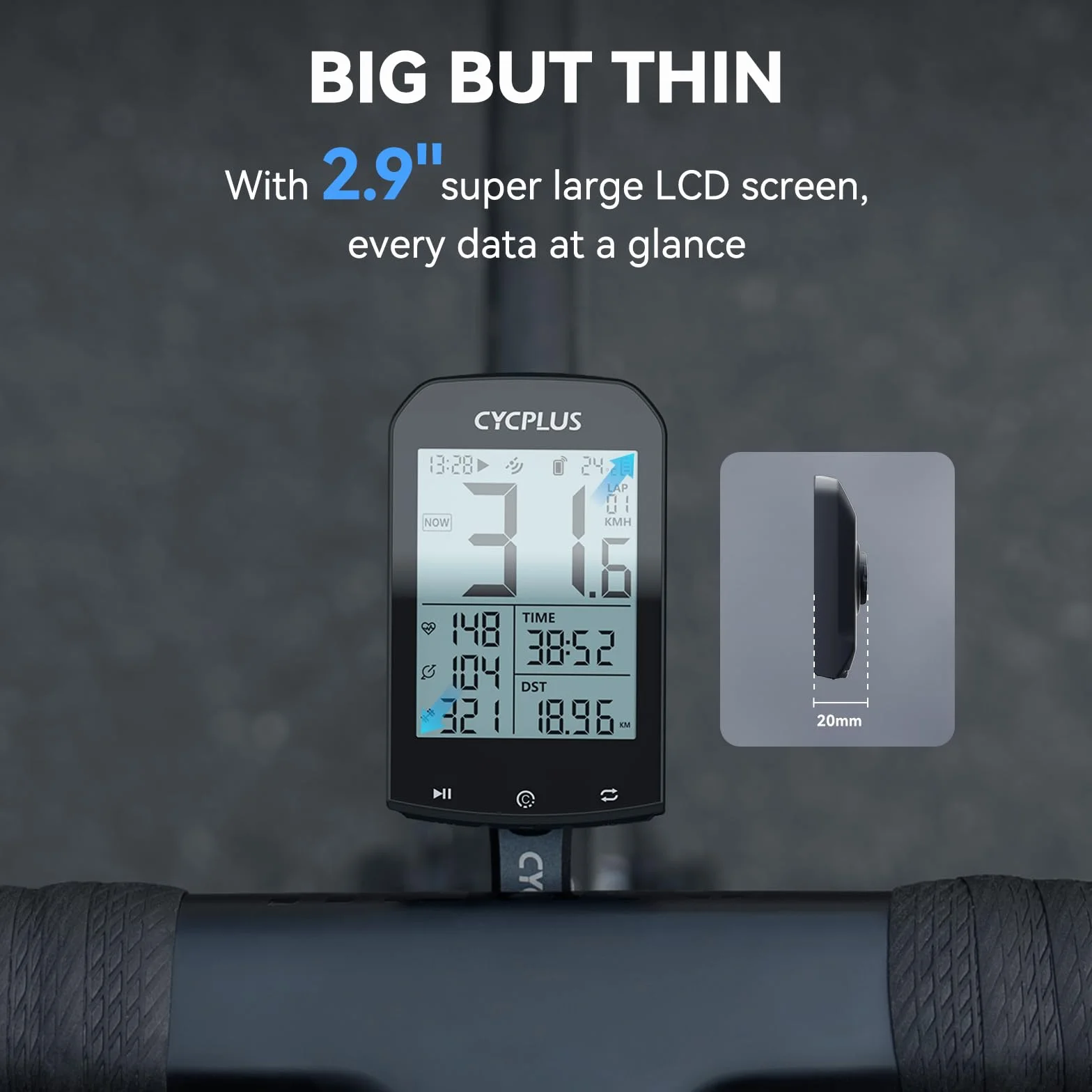 CYCPLUS Bezprzewodowy komputer rowerowy GPS 2,9" LCD ANT+ licznik kilometrów