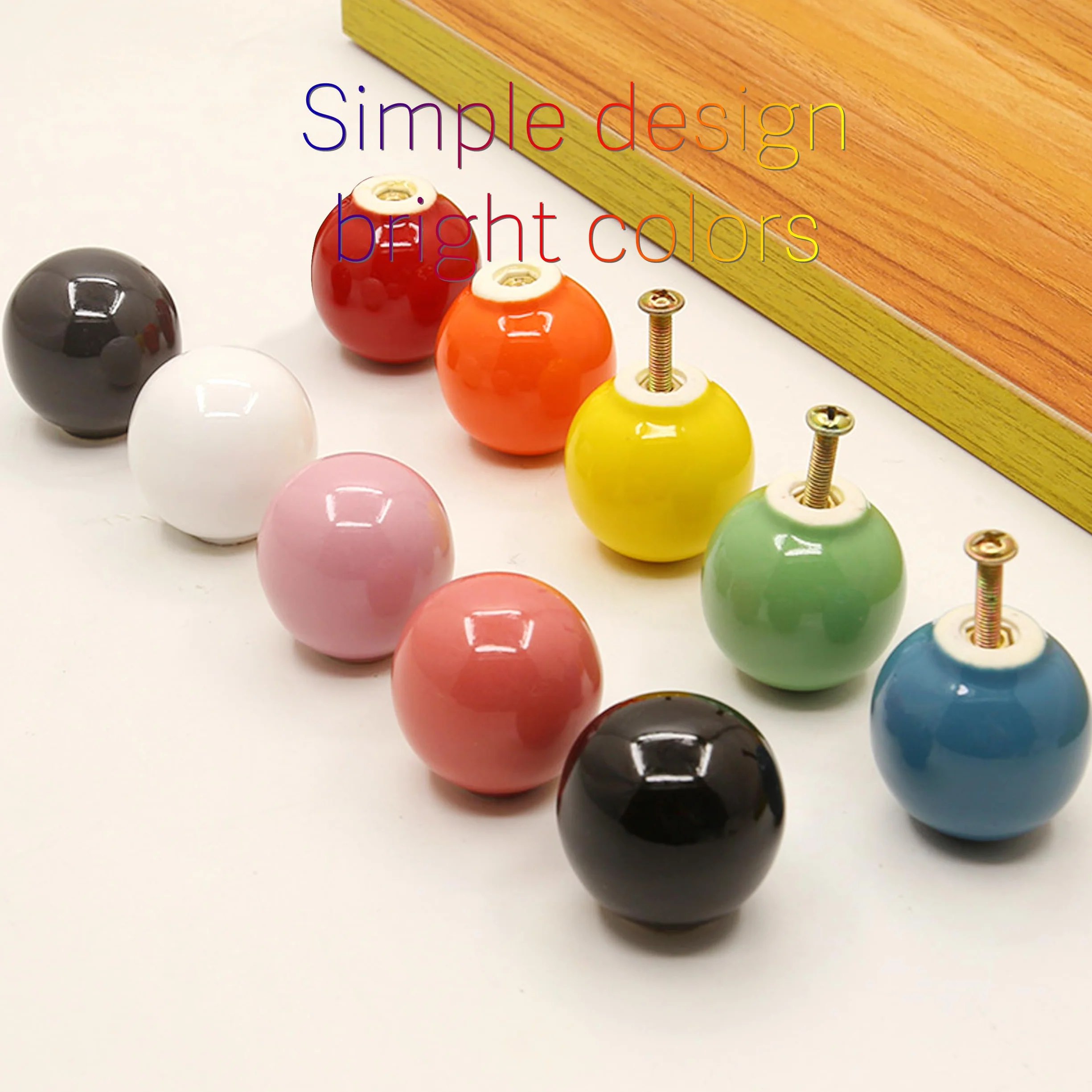 Ceramic Knobs Cupboards Colourful Pack of 10 ceramicznych gałek, gładkie kulki, gałki meblowe, kolorowe do kuchni, łazienki dla dzieci, klatki piersiowej drawerów, cupboard, ze śrubami