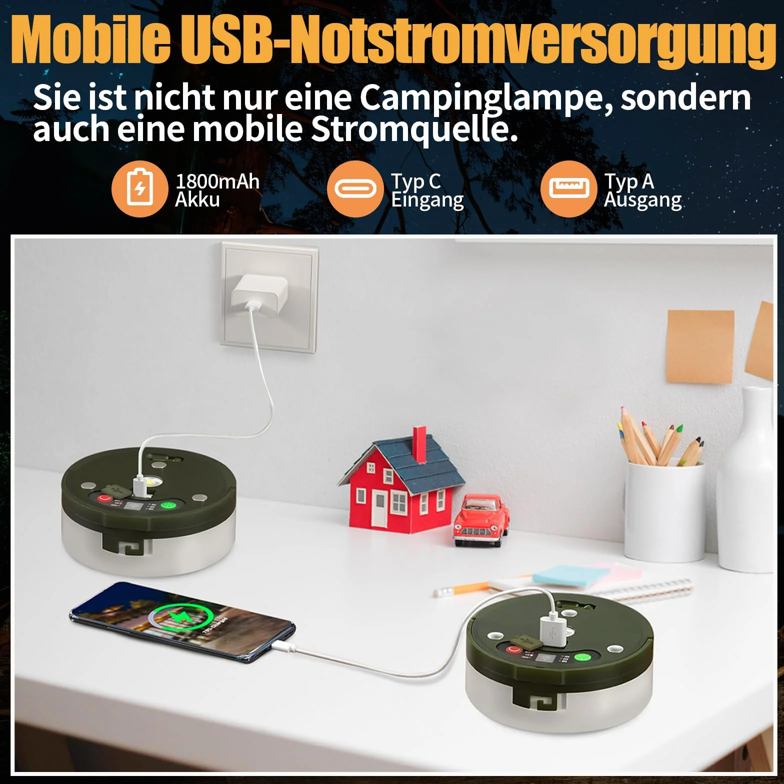 Łańcuch świetlny LED 10 m wodoszczelny na baterie ładowany przez USB zwijany na zewnątrz