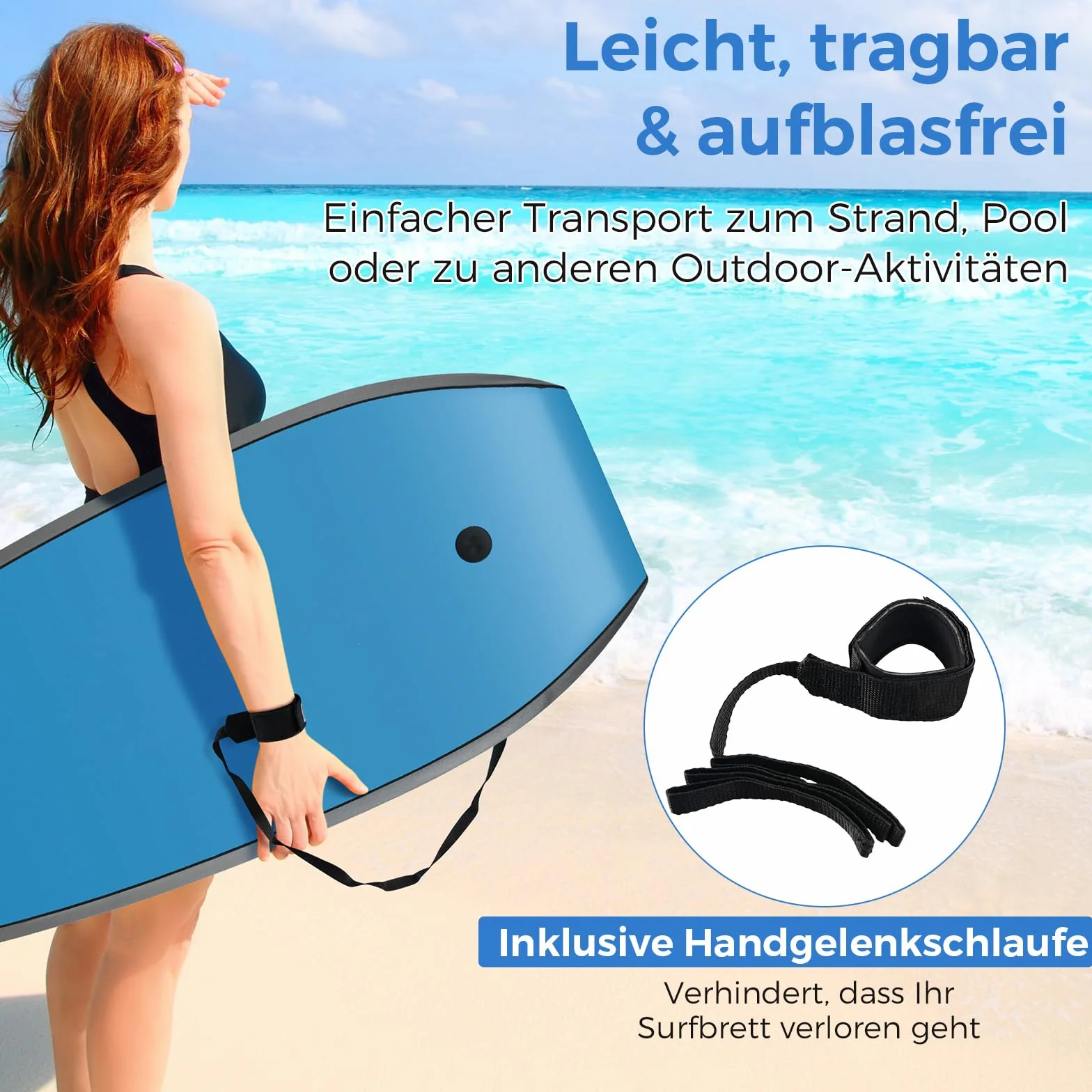 COSTWAY Bodyboard dla dzieci, deska surfingowa z rdzeniem z tworzywa EPS, spód z HDPE i szlufką na nadgarstek, deska surfingowa, body Board