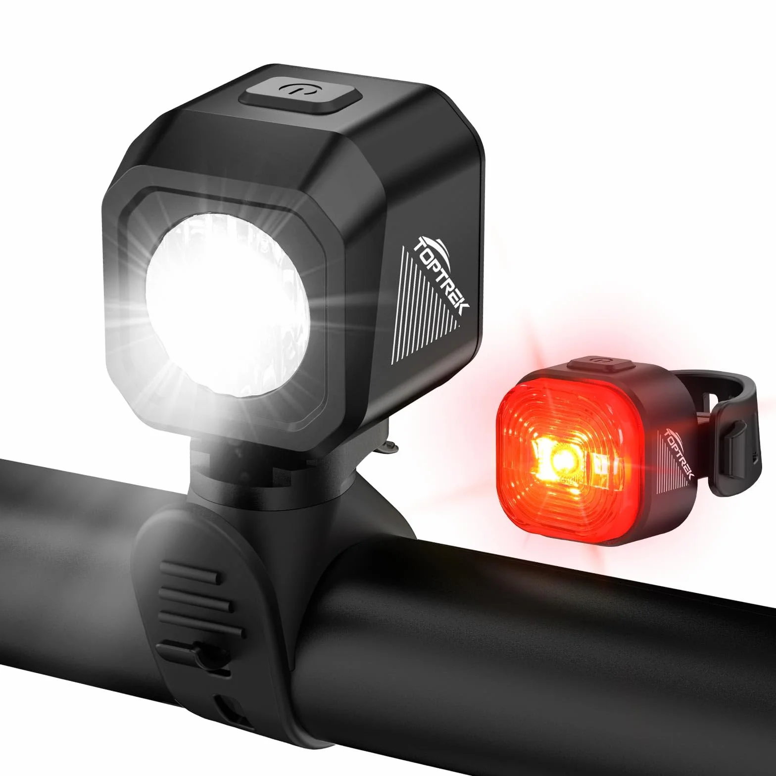 Toptrek Zestaw Oświetlenia Rowerowego LED Ładowany USB IPX5