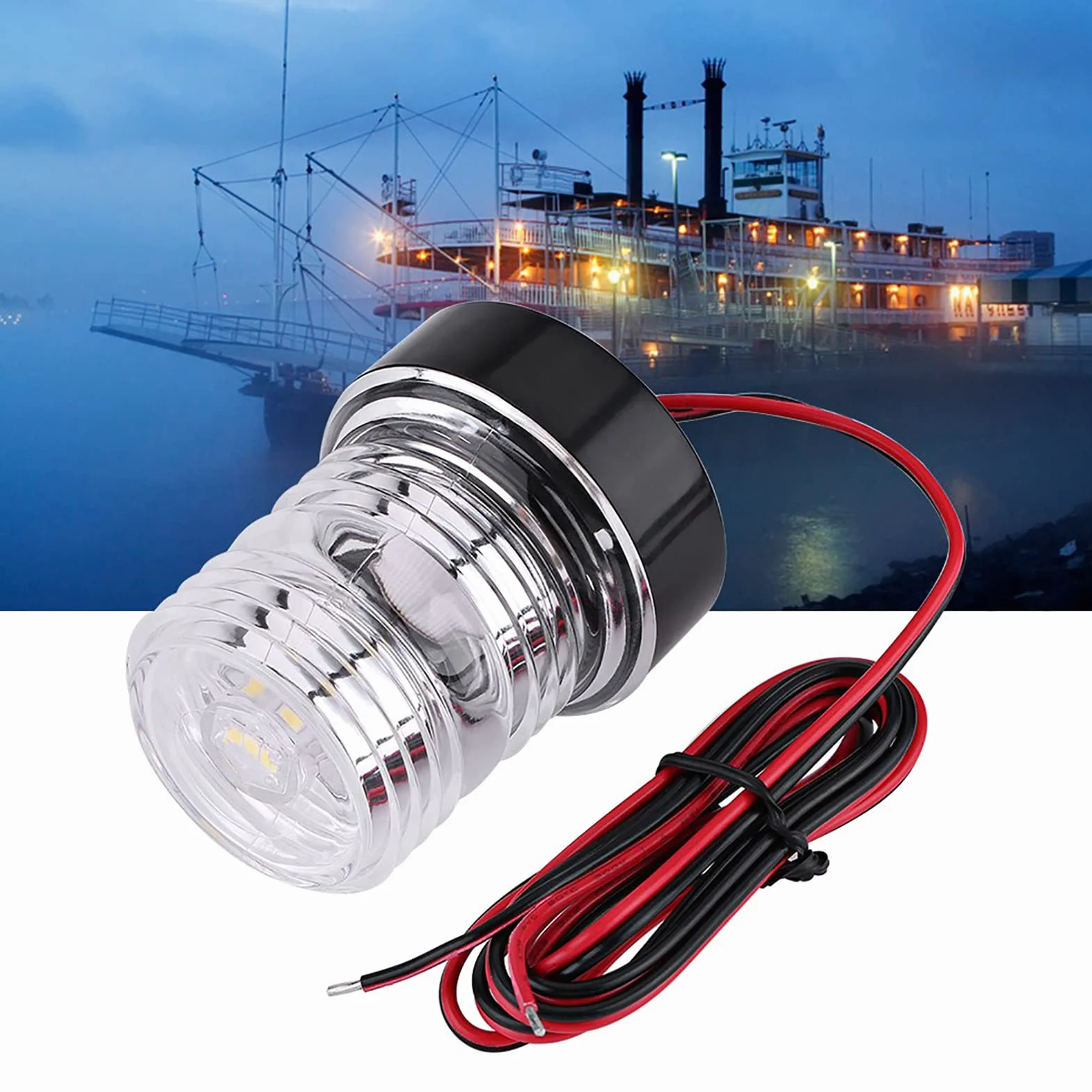 12 V LED światło nawigacyjne kotwica biała 360° lampa do łodzi nawigacja morskie światło stroboskopowe LED dookoła białe światło