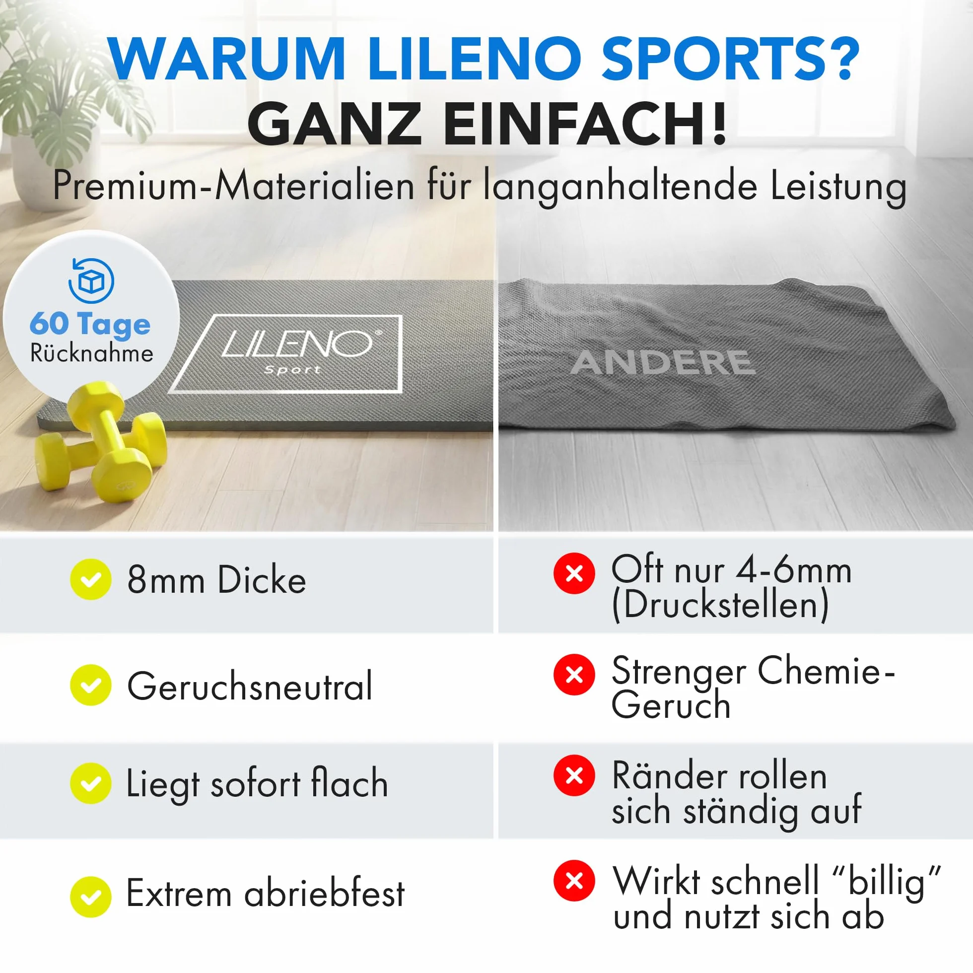 LILENO SPORTS Bieżnia 8 mm Mata Fitness Do Eliptycznych Trenerów Rolkowych