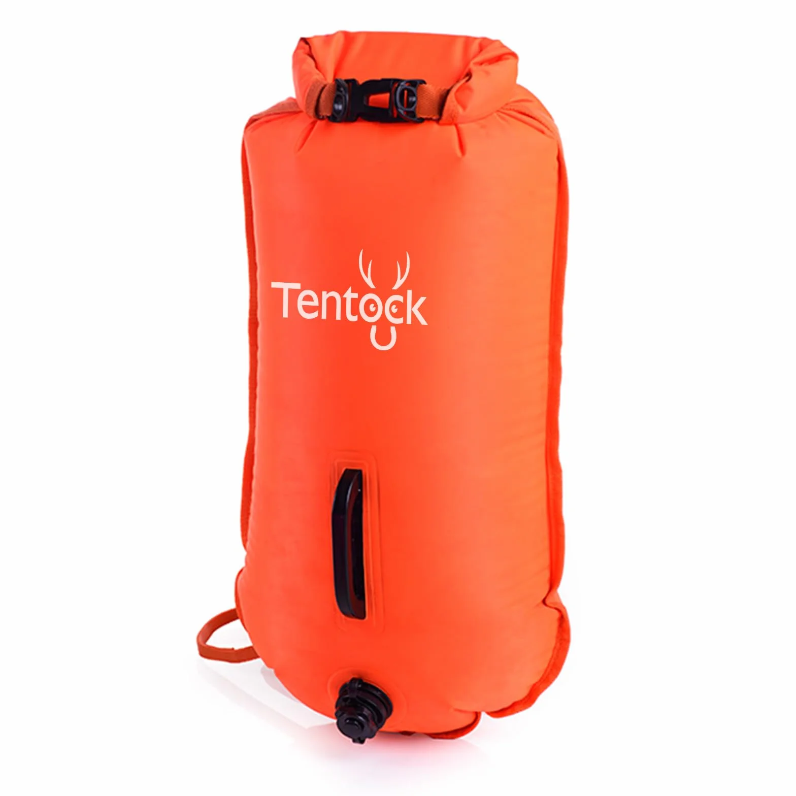 Tentock Wodoodporna boja do pływania, 28 l, nadmuchiwana torba do uprawiania sportów wodnych, pływaków na świeżym powietrzu, triathlonistów, kajakarstwa i snorkelingu, pomarańczowa