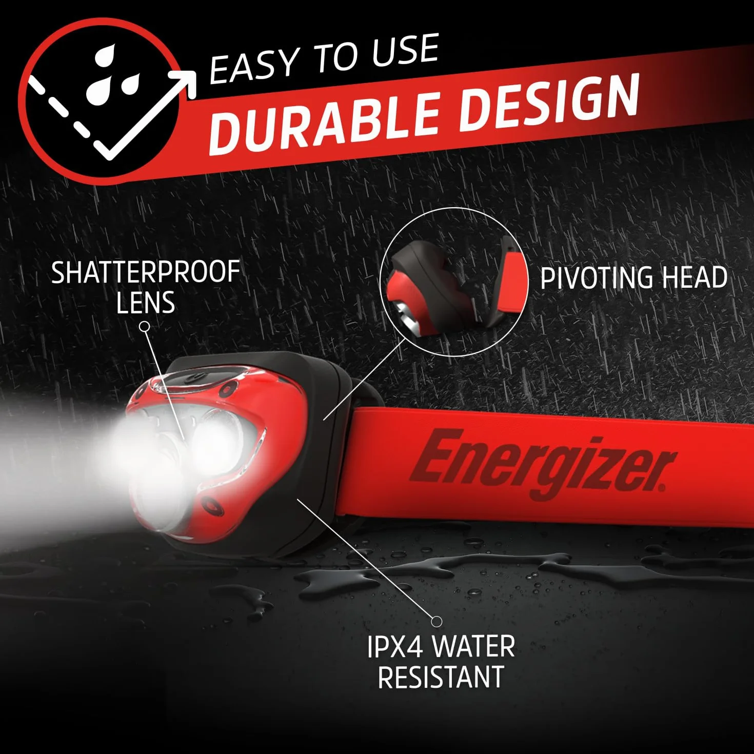 Energizer Vision Lampa Czołowa, Czerwony/Czarny, m