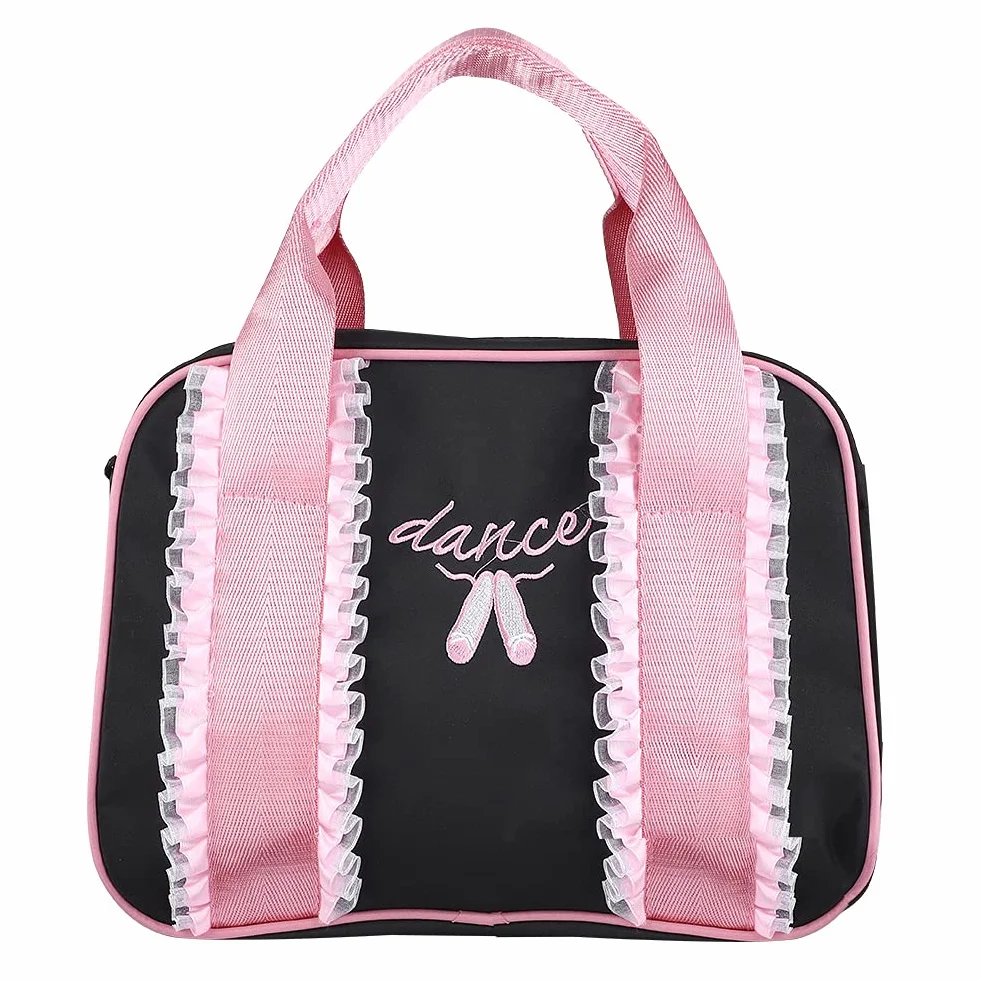 Baletowa Torba na ramię, Plecak Różowa Torba na ramię Dziewczęca Taniec Baletowy Torebka Dziecięca Pojedyncze ramię Sportowa Torba na Zamek Błyskawiczny Tote (BLACK)
