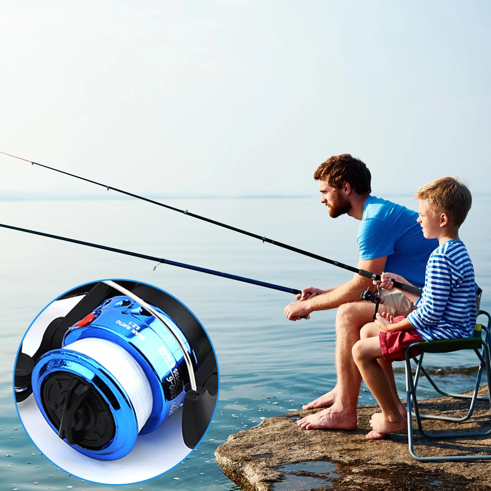 Zestaw wędkarski dla dzieci, niebieski, 1,8 m, Baitcasting, Wędka z kołowrotkiem i przynętami, włókno węglowe, 3-10 lat, dla chłopców i dziewczynek