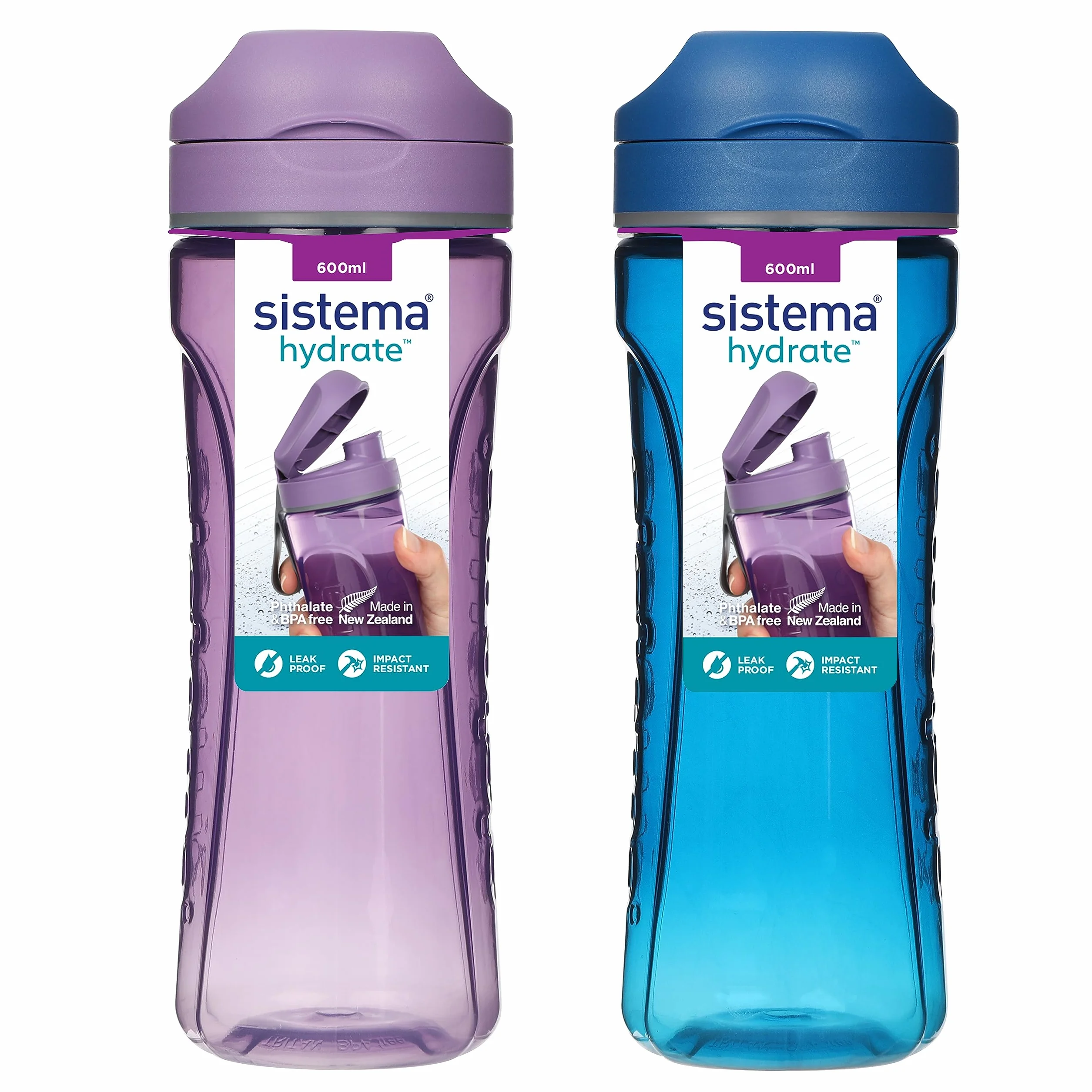 Sistema Swift Sports butelki na wodę 600 ml Tritan, bez BPA, odporne na uderzenia, 2 sztuki