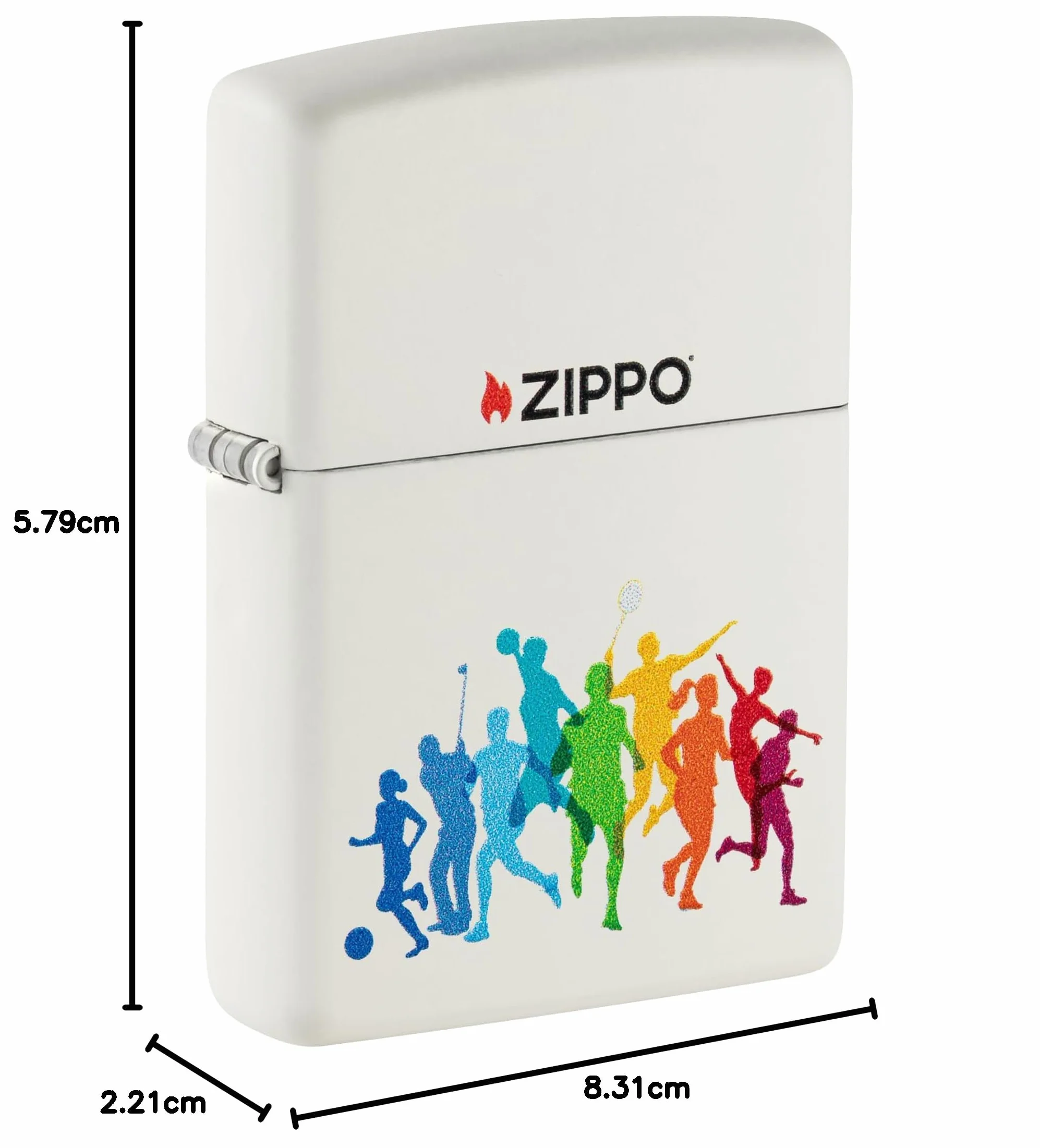 Zippo Sports Zapalniczka Sztormowa, Kolorowy Nadruk, do Napełniania, Wielokrotnego Użytku, Wiatroodporna Konstrukcja, Pudełko na Prezent, Wykonano w USA, Kolor Biały Matowy (White Matte)