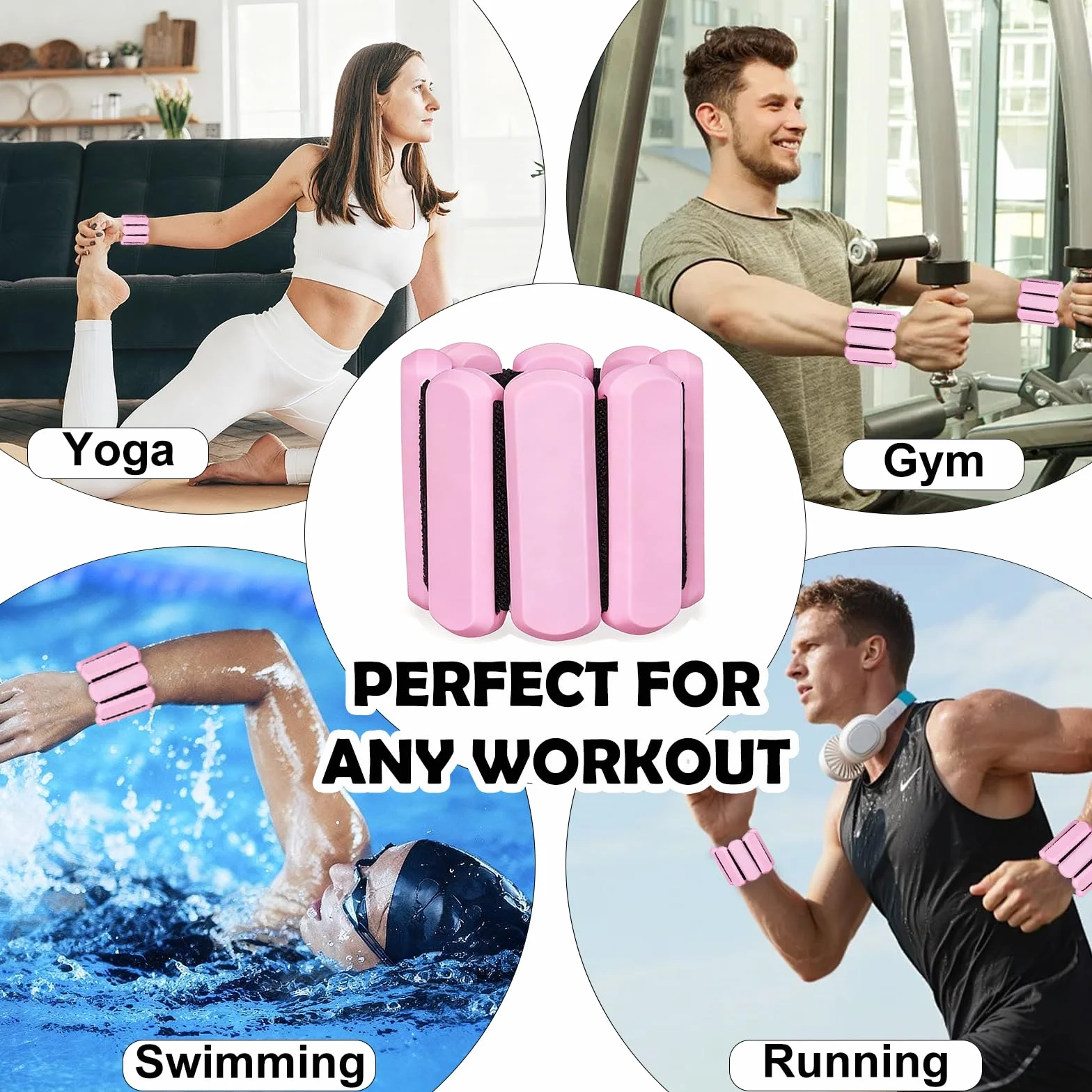 Zorplex 2 szt. Regulowane Obciążniki Na Nadgarstki i Kostki, Ciężarków Na Nadgarstki, Silikonowe Bransoletki Fitness Do Ćwiczeń, Joggingu, Jogi, Pilates, Aerobiku i Treningu Siłowego