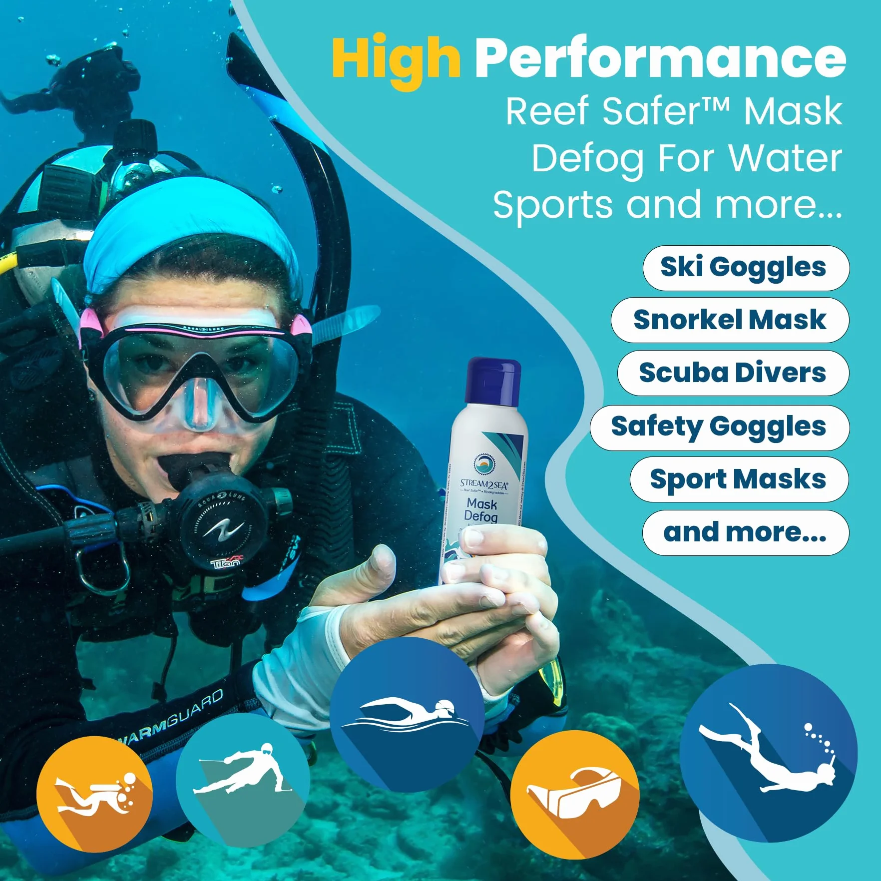Reef Safe Anti-Fog Spray do gogli pływackich i masek do nurkowania