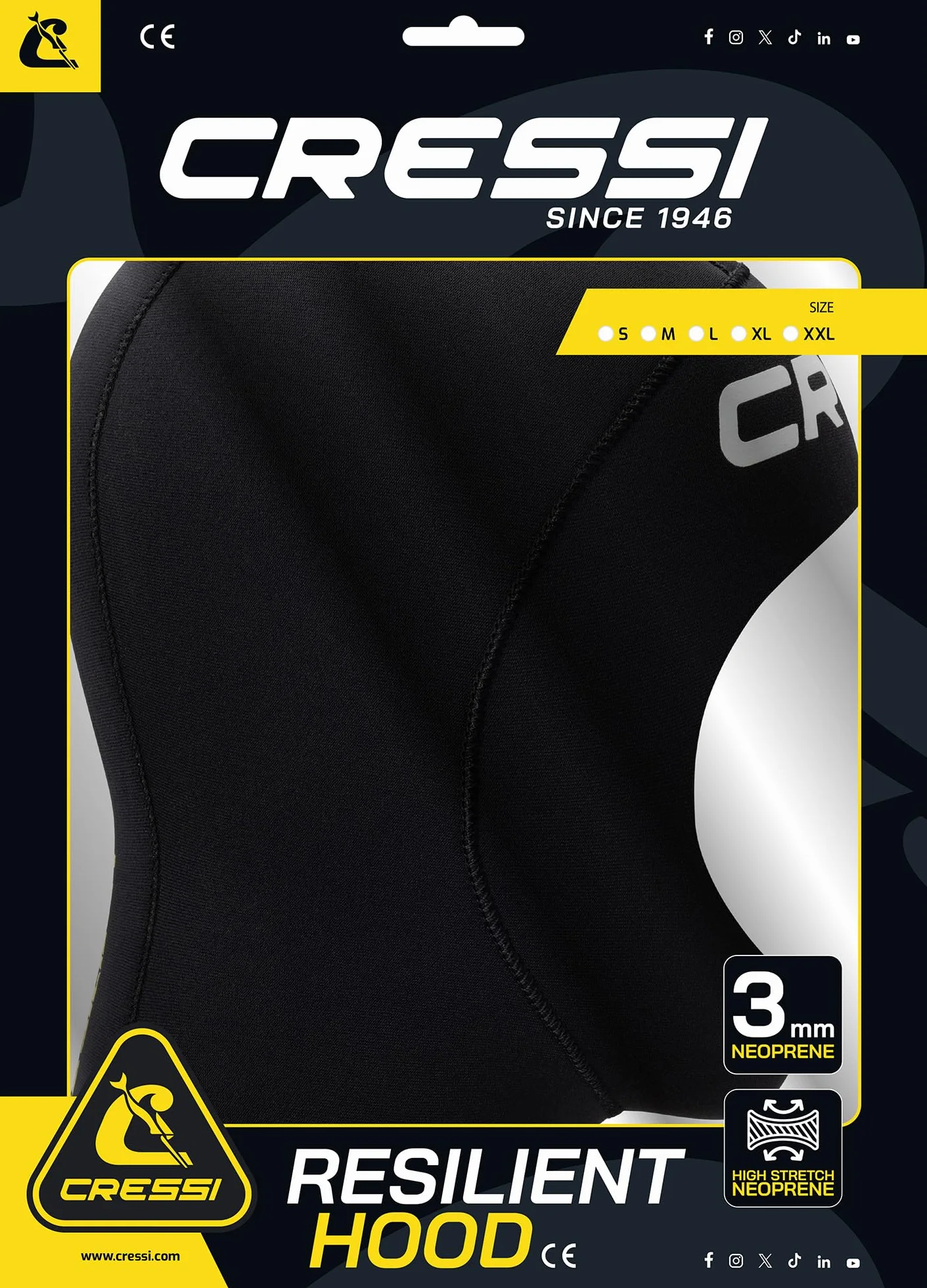 CRESSI Kaptur 3 mm XL Neopren Czarny do Nurkowania Snorkelingu
