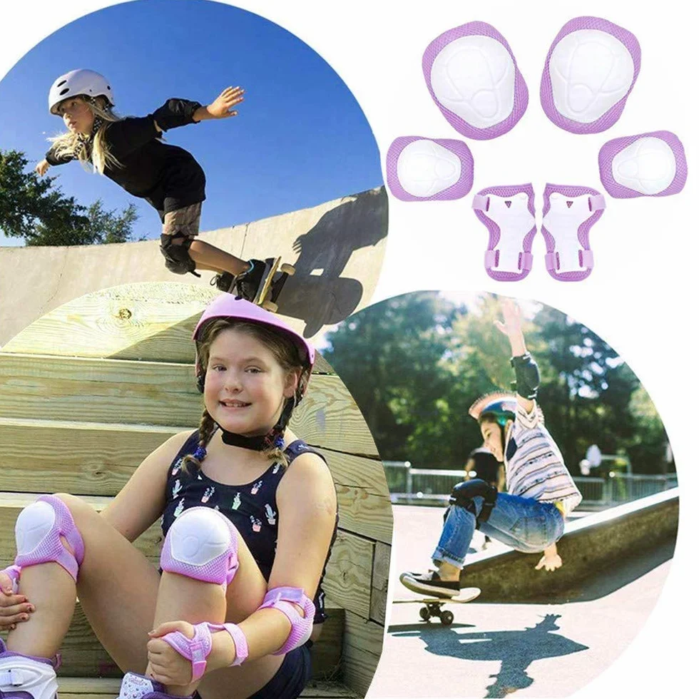Zestaw ochronny dla dzieci, ochraniacze na kolana, ochraniacze nadgarstka, zestaw 6 (nakolanniki + ochraniacze na łokcie + ochraniacze na palce) podkładka do BMX, Skateboarding, Roller, Rower,