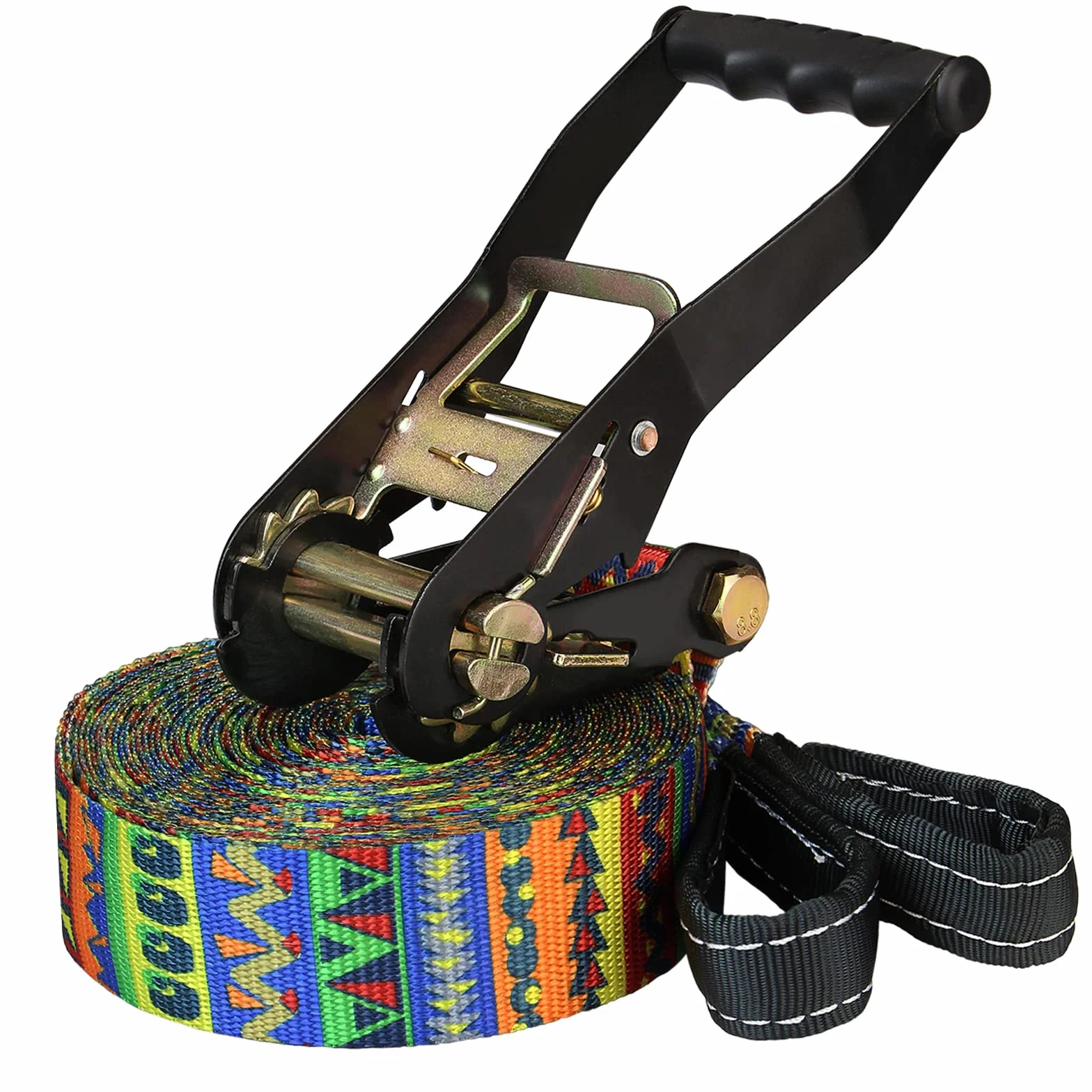 ALPIDEX Slackline Set 15m z osłoną drzewa i napinaczem grzechotki