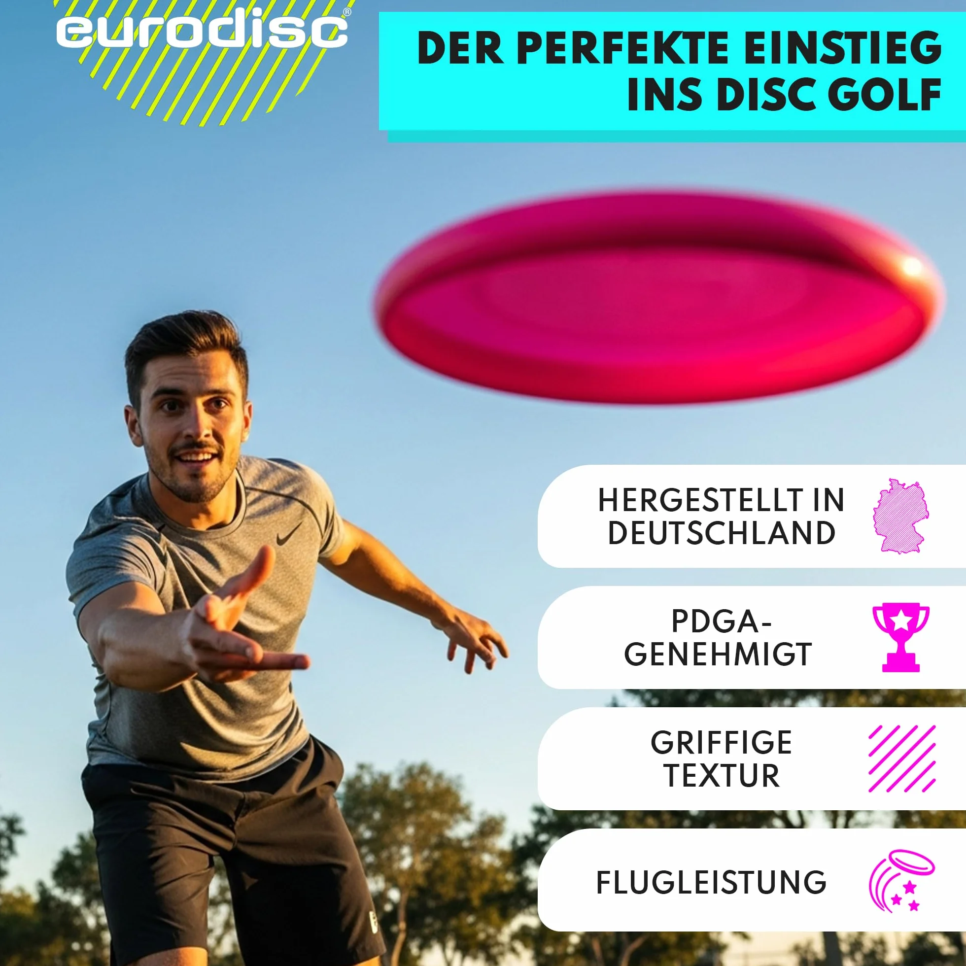 Eurodisc Disc-Golf zestaw startowy dla początkujących, Aproved, Putter Midrange Driver Disc