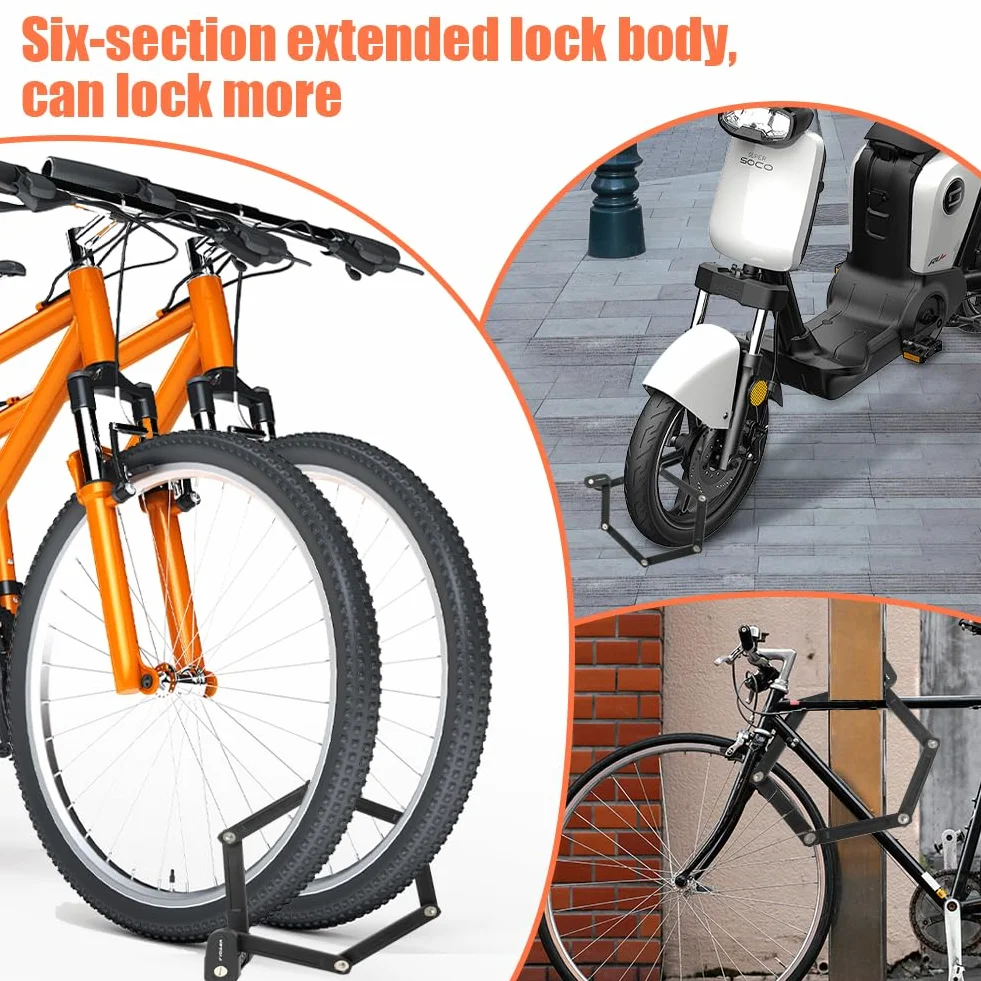 Flintronic Składany zamek rowerowy, składany zamek szyfrowy z kodem szyfrowym, bardzo lekki zamek szyfrowy, 88 cm, czarny