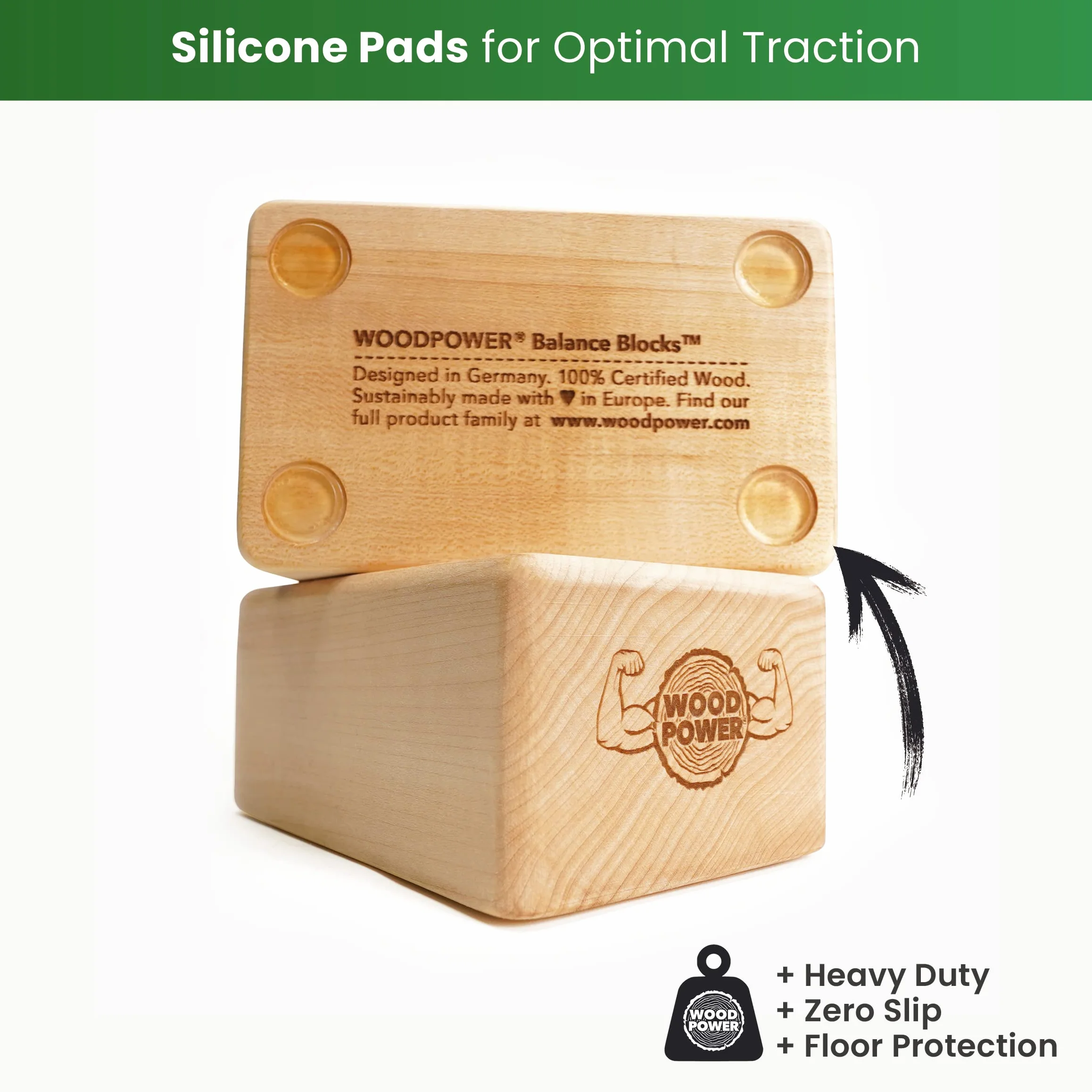 WOODPOWER® BalanceBlocks (Flat Edition) I klocki do stania na ręce i blok do jogi w jednym – wspierają nadgarstki podczas treningu bodyweight, gimnastyki, akrobatyki, jogi i wielu innych (2 sztuki)