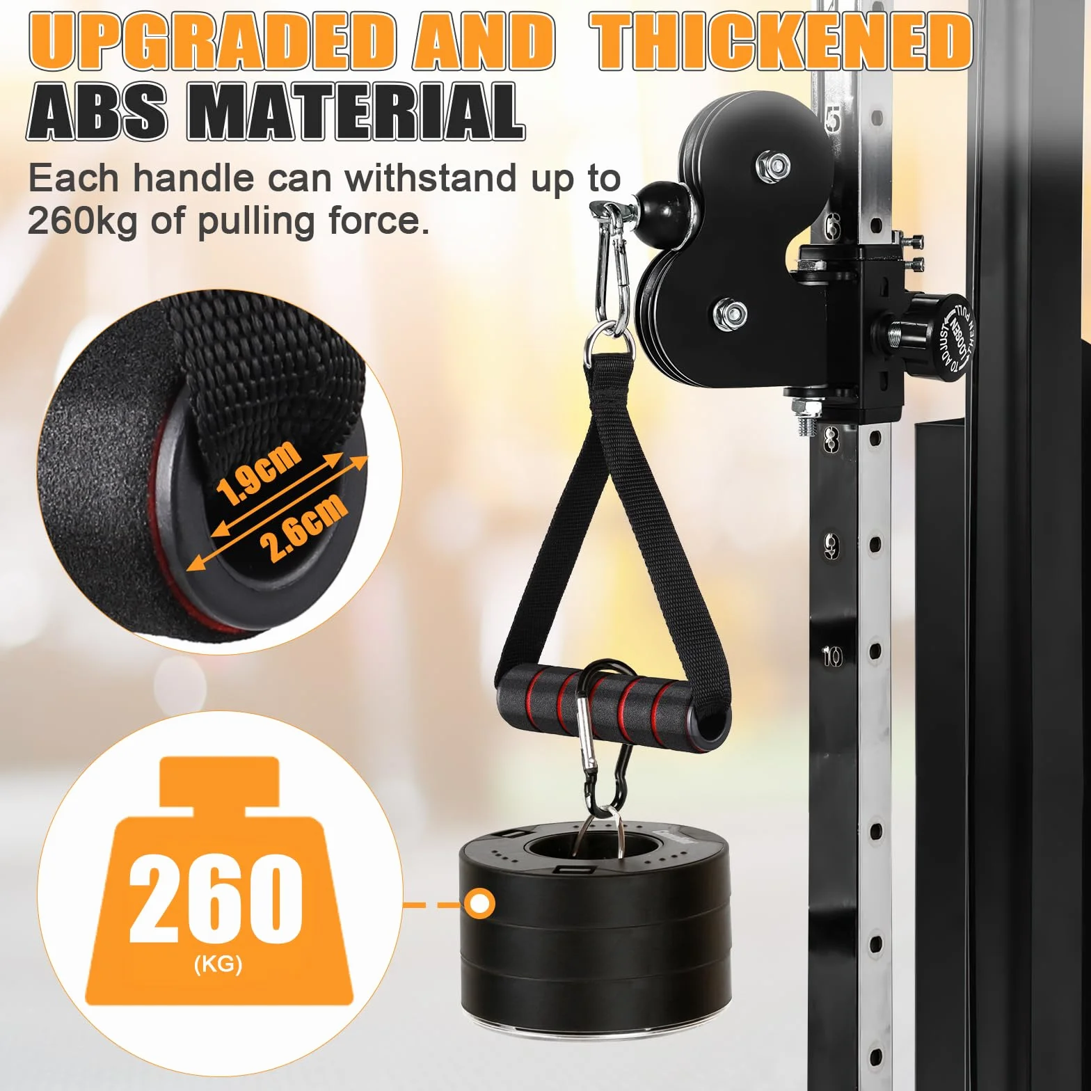 Fentar 2 szt. uchwyty do wciągów kablowych, ergonomiczne uchwyty fitness do taśm fitness lub taśm do podciągania, antypoślizgowe uchwyty do podciągania, akcesoria siłowni, uchwyty linowe z 2 klamrami