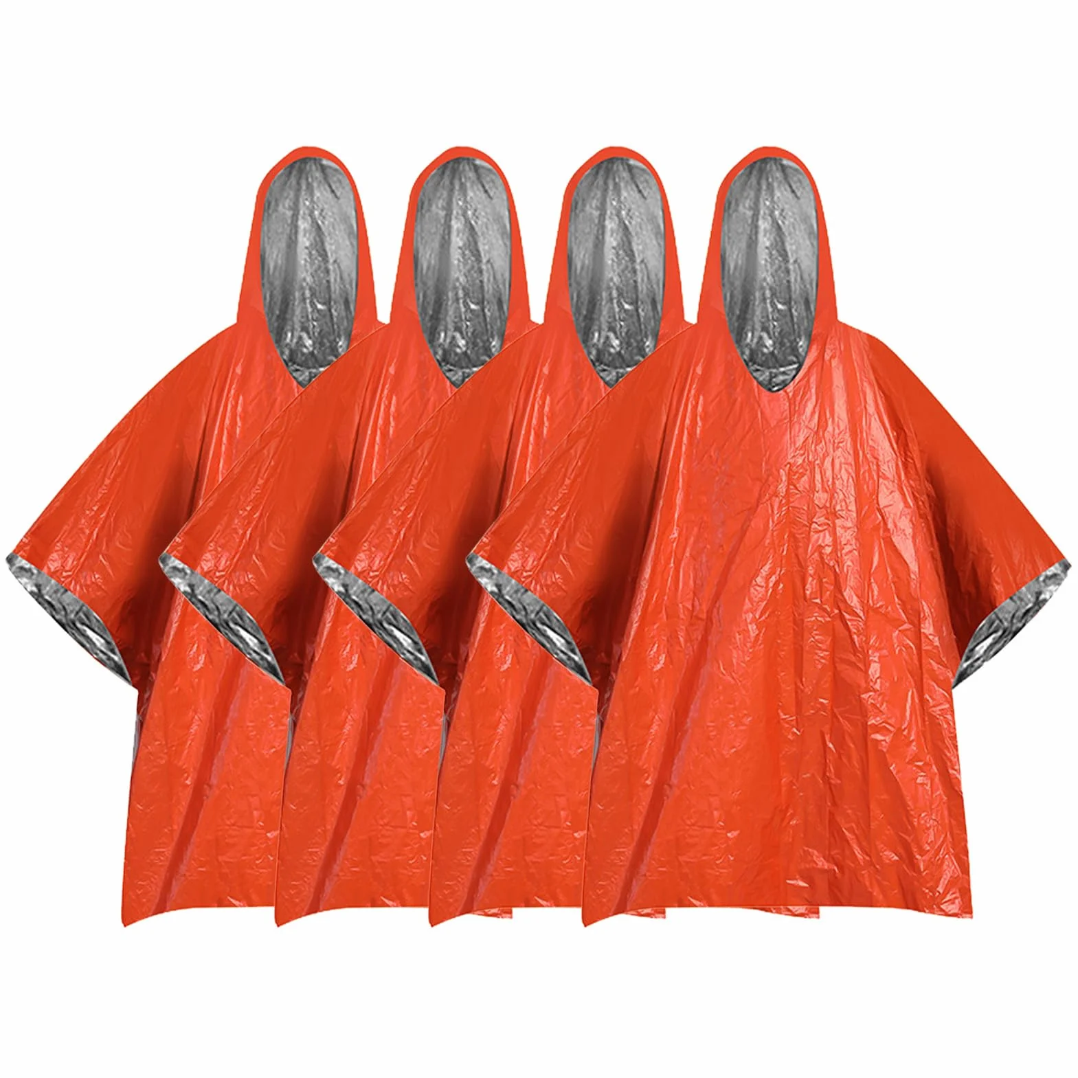 4 szt. Poncho Ratunkowe, Wodoodporne, Wiatroszczelne, Awaryjne Ponczo Przeciwdeszczowe, Koc Survivalowy z Kapturem, Odblaskowe Poncza Survivalowe, Płaszcz Przeciwdeszczowy na (4 szt.