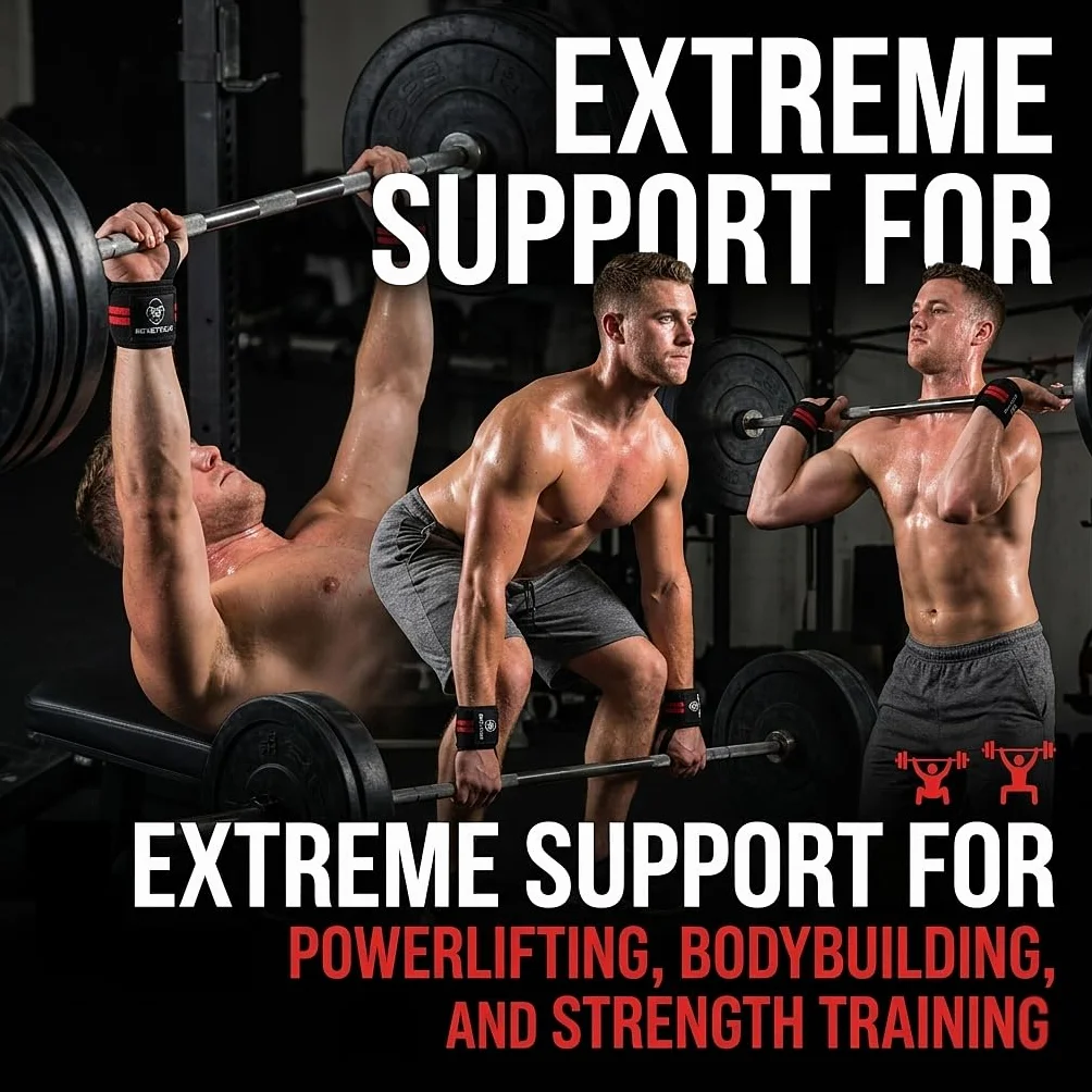 Beast Gear Profesjonalne owijki podtrzymujące nadgarstek do podnoszenia ciężarów, pętla na kciuk i jeden rozmiar dla wszystkich, paski do ćwiczeń na siłowni fitness treningu