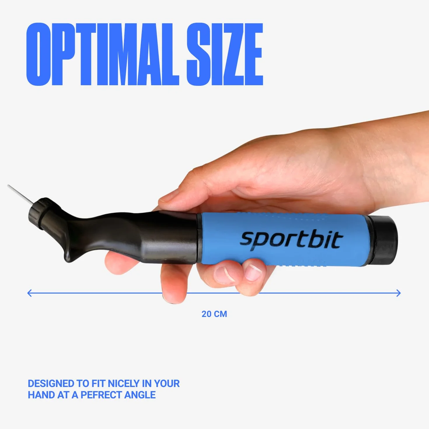 SPORTBIT Ball Pump with 5 Needles - Push & Pull Inflating System - Great for All Sports Balls - Football Ball Air Pump, Volleyball Pump, Basketball Inflator - Goes with Needles Set