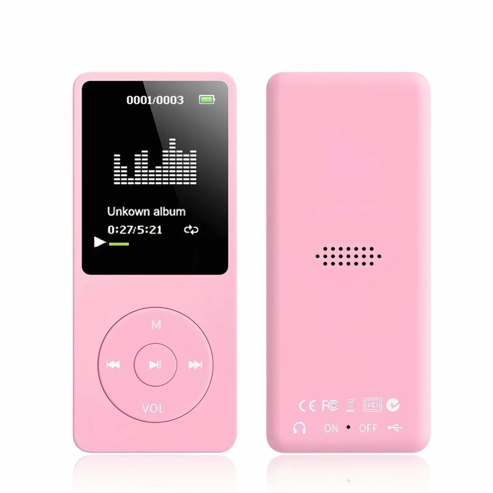 Odtwarzacz MP3 MP4 dla Dzieci 1,8 Cala Ekran HD Radio FM Słuchawki Przenośny Audio HiFi Dyktafon Różowy