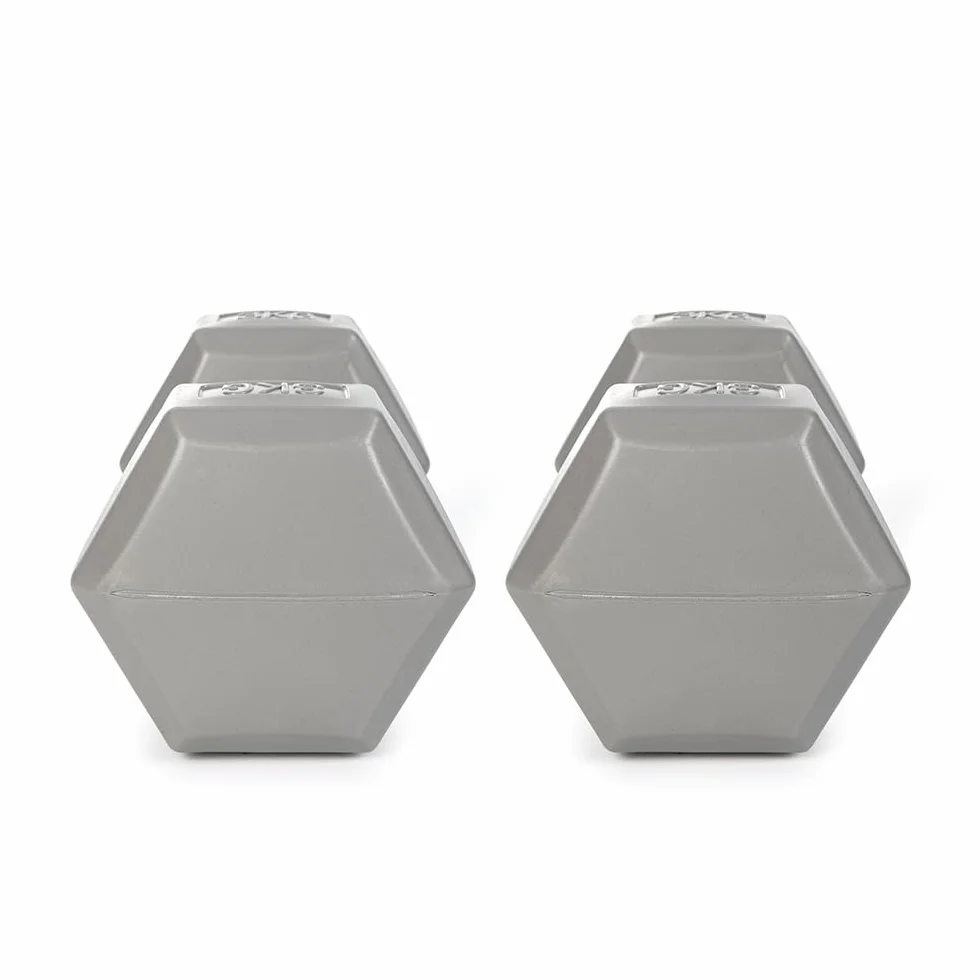 Zestaw 2 krótkich hantli z litego cementu, antypoślizgowe, 2 x 1-4 kg do fitnessu i treningu siłowego