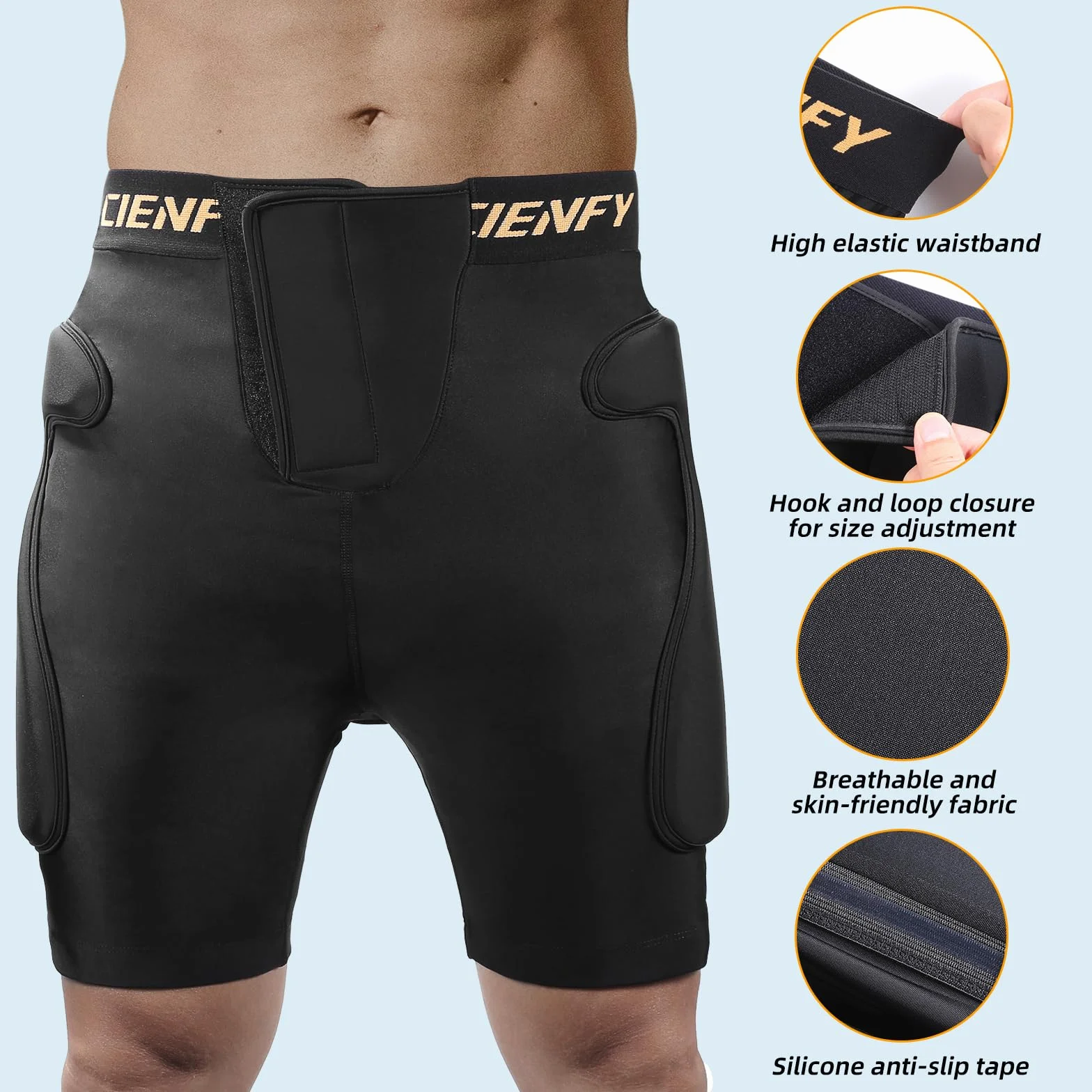Cienfy 3D Hip Protective Padded Shorts EVA Tailbone Pad Impact Gear