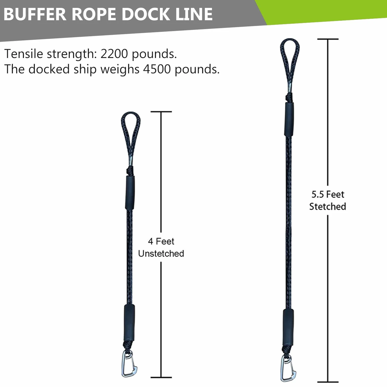 Bungee Dock Line z Hakiem 2 szt. linka cumownicza do łodzi, kajaków, skuterów wodnych