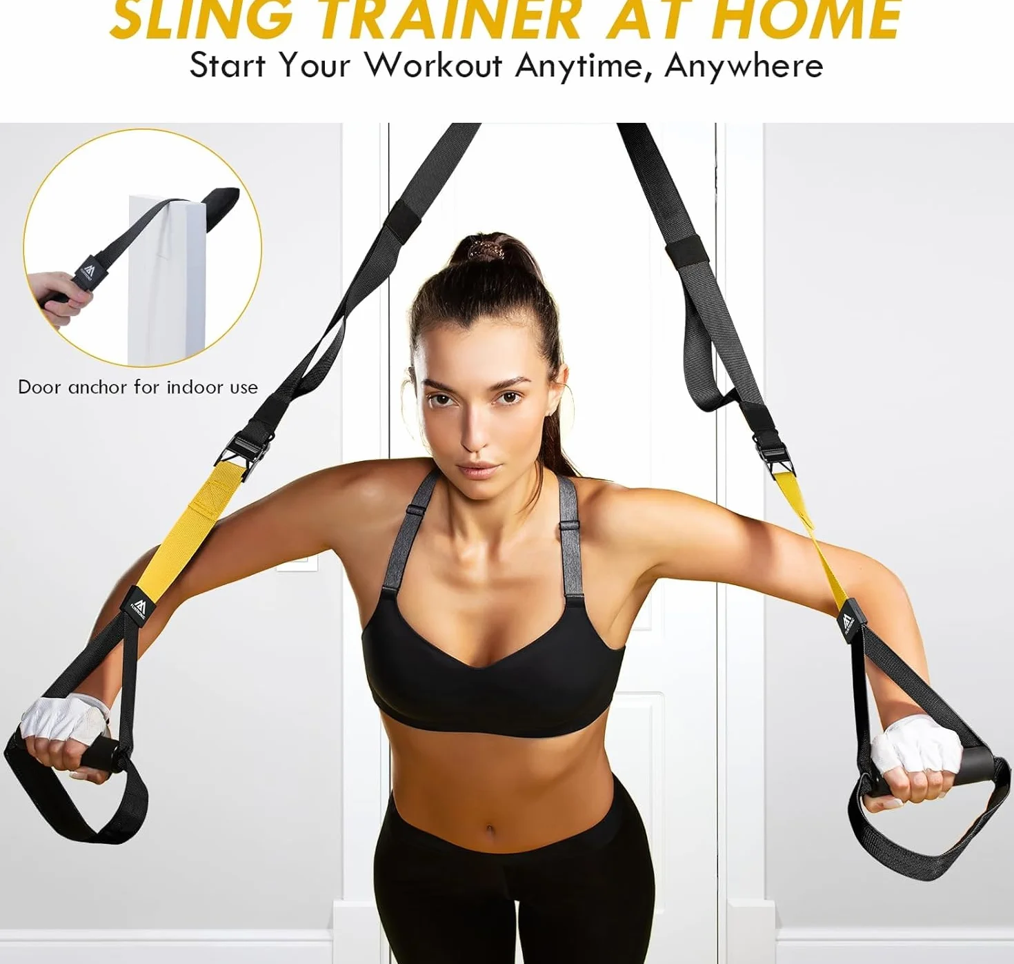 flintronic Zestaw Sling Trainer, System Suspension Trainer, Sprzęt do domowej siłowni Suspension Trainer z kotwicą do drzwi, Paski do ćwiczeń fitness na siłowni