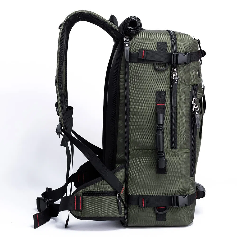 Plecak turystyczny 40 l, na zewnątrz, sport, podróże, fitness, trekking, 3 w 1, jako plecak, torba na ramię, duża wodoodporna torba antykradzieżowa z zamkiem, zielony, L