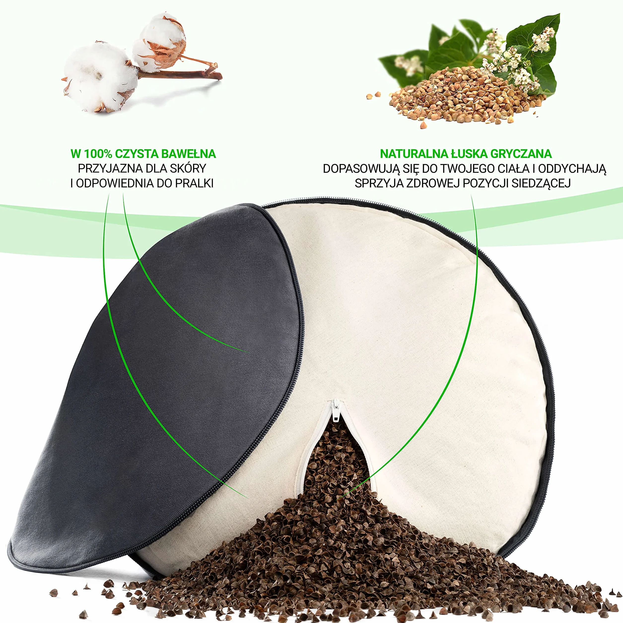 BACKLAXX ® Poduszka do jogi, poduszka do medytacji XL, Ø 35 cm [30% więcej powierzchni do siedzenia], wysokość 15 cm z wypełnieniem gryczanym, idealne akcesoria do medytacji, okrągła poduszka do jogi,