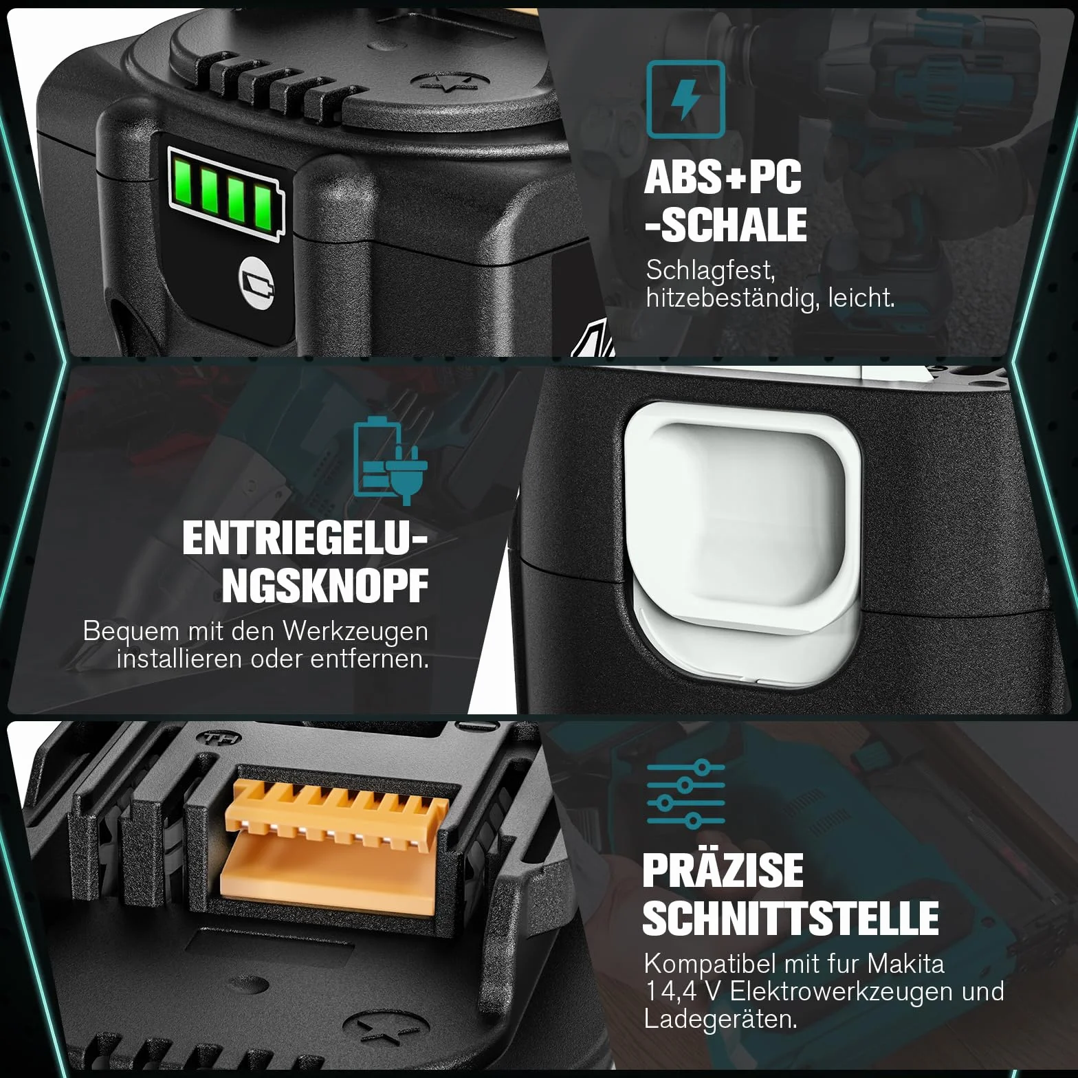 Akumulator litowo-jonowy 14,4V 5000mAh zamiennik do Makita BL1450 BL1440 BL1430 BL1415 BL1415N z wyświetlaczem LED