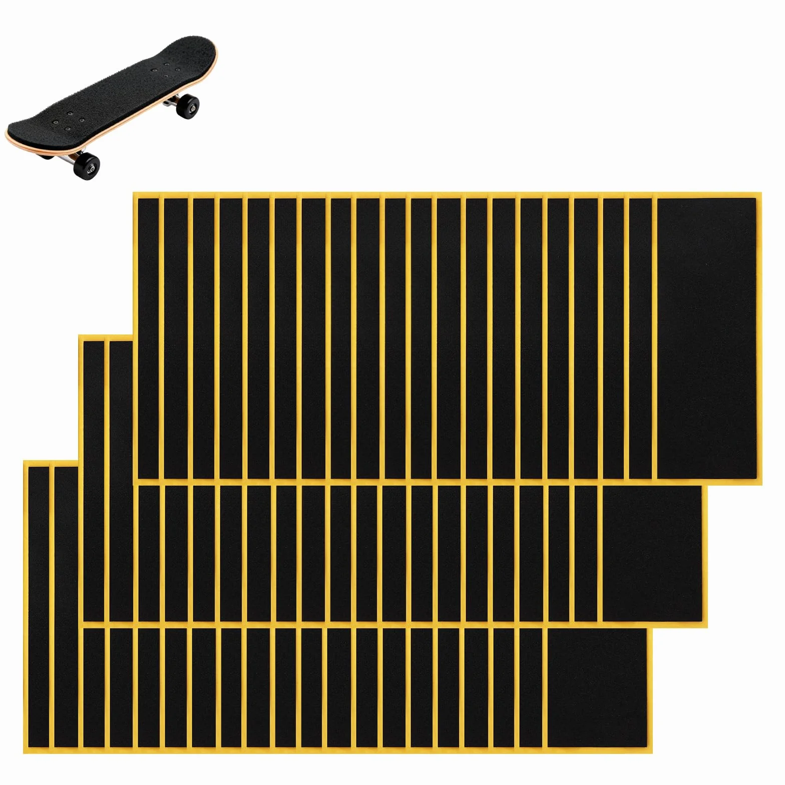 60 Sztuk Taśm Antypoślizgowych do Fingerboardu, 11x3,8cm Mocne Samoprzylepne Naklejki Antypoślizgowe Piankowa Taśma Podkładowa PET do Gier i Trików na Fingerboardzie (Czarna)
