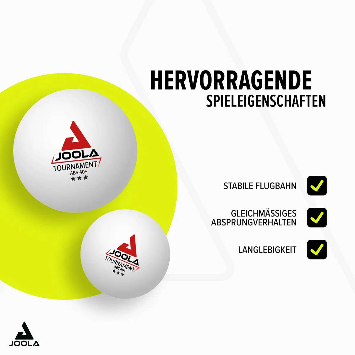 JOOLA Piłki do tenisa stołowego Tournament, wybrane, średnica 40 mm, 3-gwiazdkowe, piłki do tenisa stołowego, do użytku wewnątrz i na zewnątrz, białe
