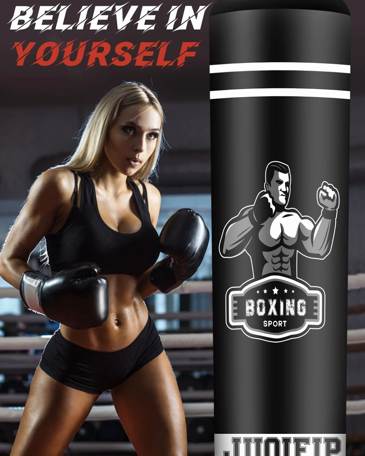 NZQXJXZ Worki bokserskie dla dorosłych - 180 cm, solidny, nadmuchiwany worek bokserski do kickboxingu, do treningu MMA, Muay Thai, fitness