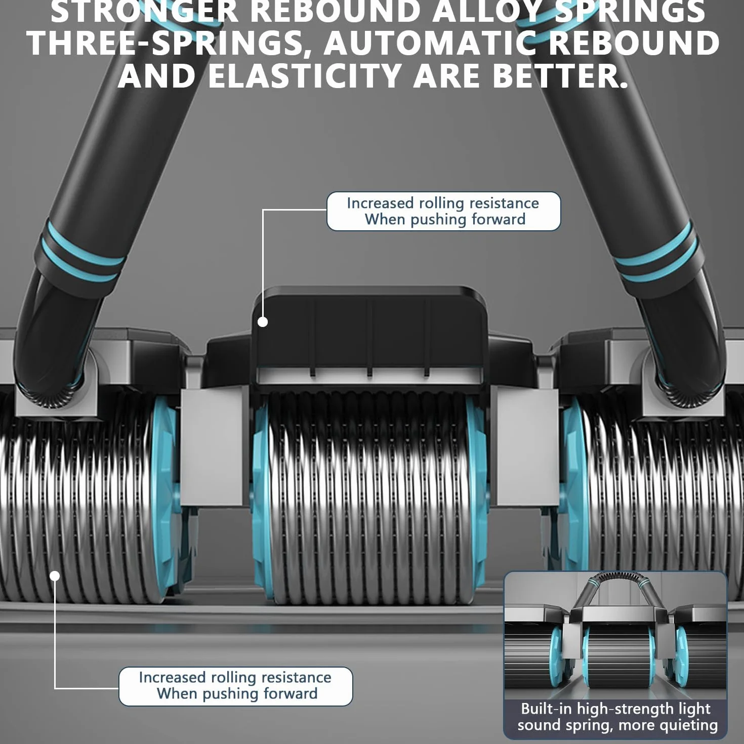 Automatyczny wałek do ćwiczeń mięśni brzucha z 6 kółkami, do treningu mięśni brzucha, 150 kg, Heavy Duty Core Trainer, z uchwytem na telefon