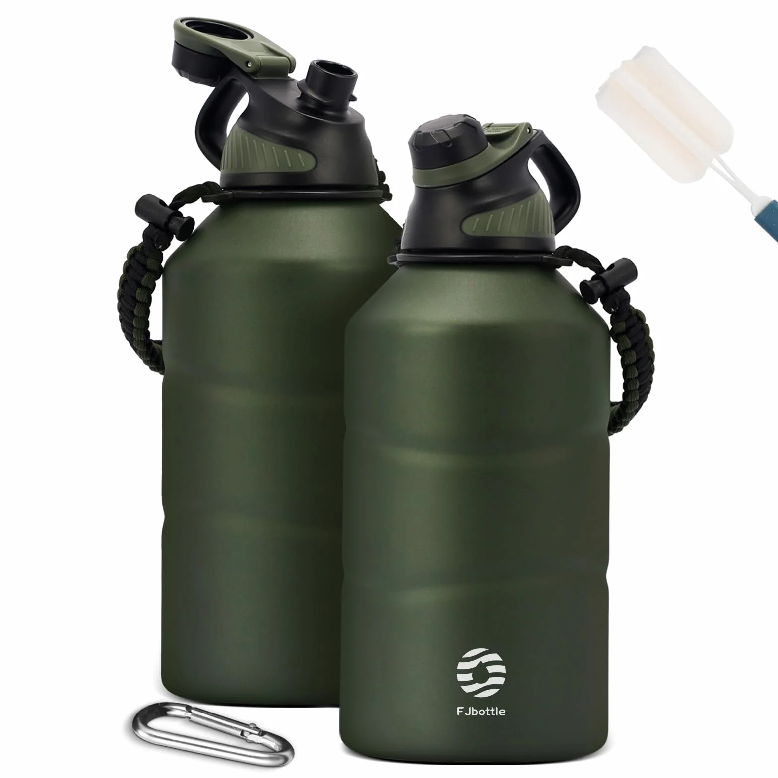 Fjbottle Butelka do picia ze stali nierdzewnej, 1900 ml, z magnetyczną pokrywką, nie zawiera BPA, szczelna, z podwójnymi ściankami, nadaje się do uprawiania sportu, na uczelnię, fitness, kemping, do