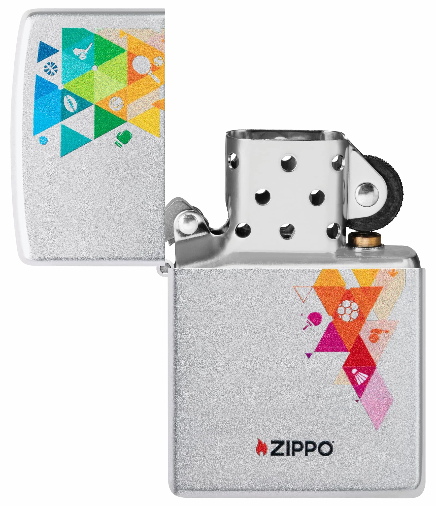 Zippo Sports Icons Zapalniczka Sztormowa, Kolorowy Nadruk, do Napełniania, Wielokrotnego Użytku, Wiatroodporna Konstrukcja, Pudełko na Prezent, Wykonano w USA, Kolor Satynowy Chrom (Satin Chrome)