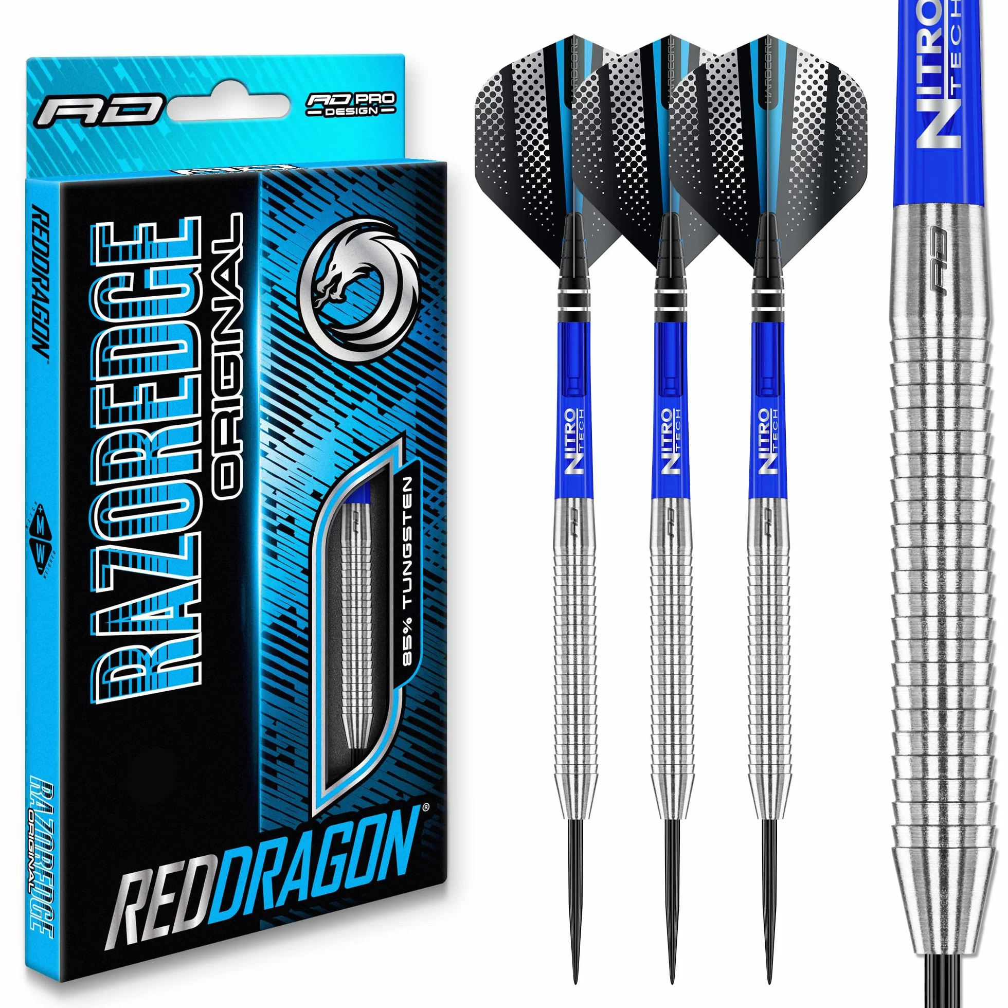 RED DRAGON Rzutki Razor Edge Series Wolfram profesjonalne rzutki stalowe z lotkami i trzonkami