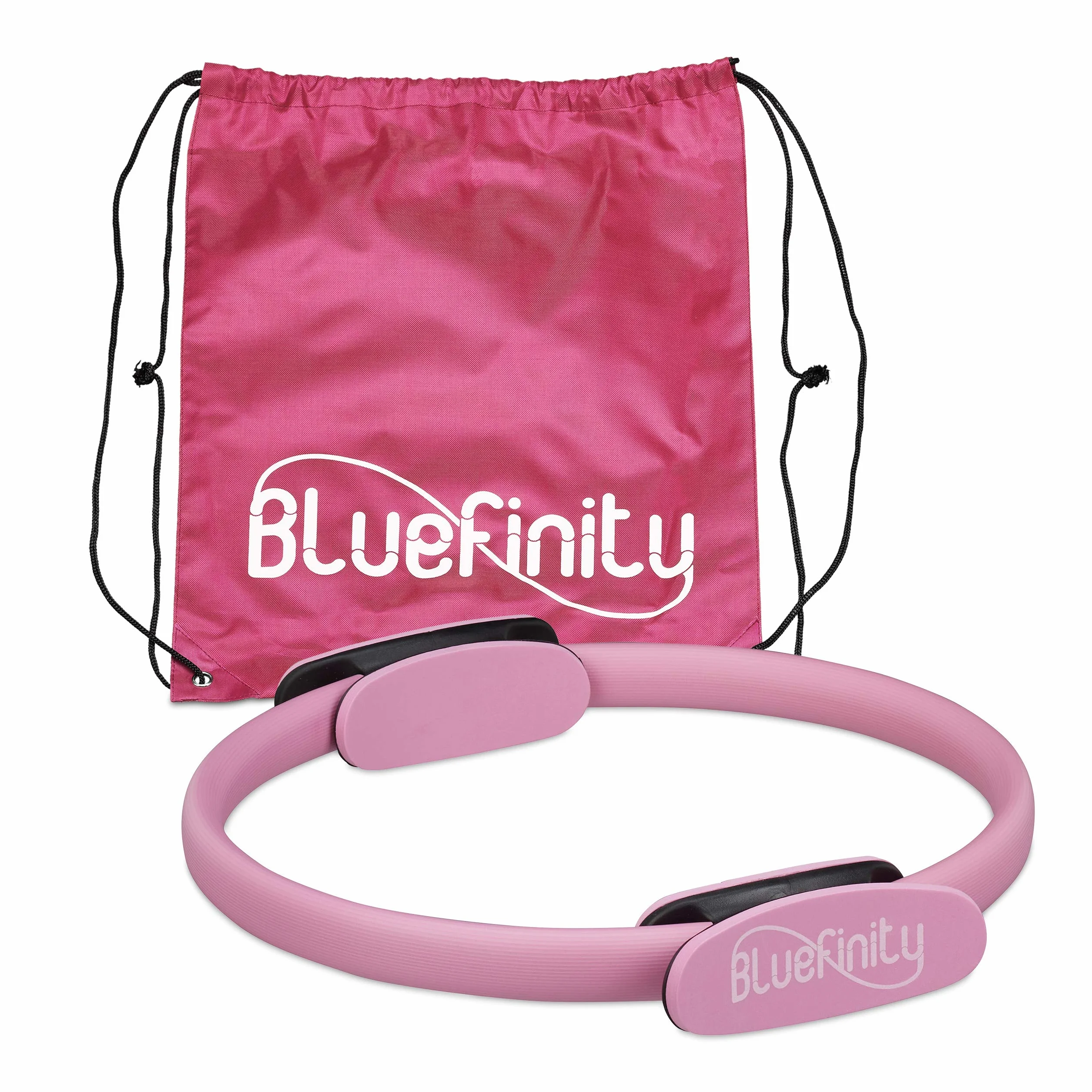 Pierścień oporowy do jogi fitness Ø 37 cm, podwójny uchwyt, wyściełany, różowy