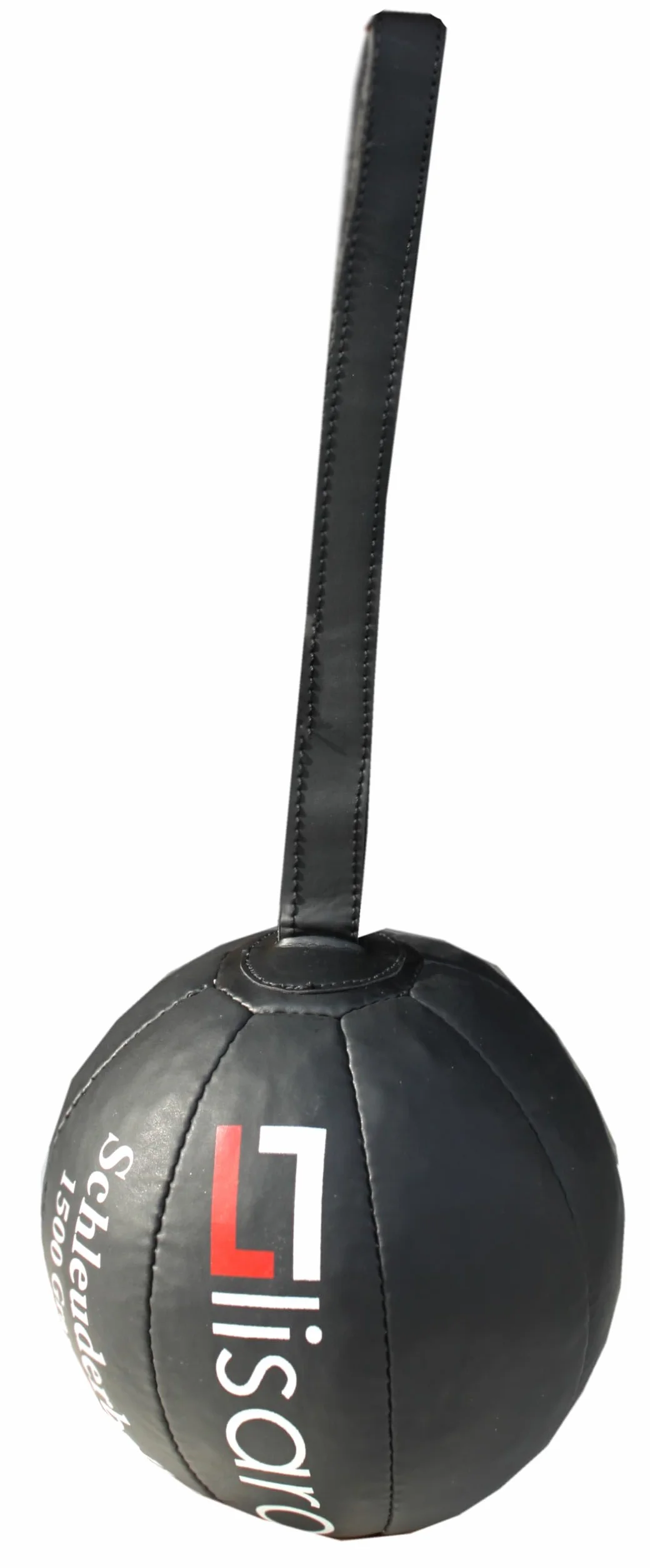 lisaro Piłka do rzucania ze skóry PU, kolor czarny, średnica ok. 18-20 cm. Rozmiar 1500 g