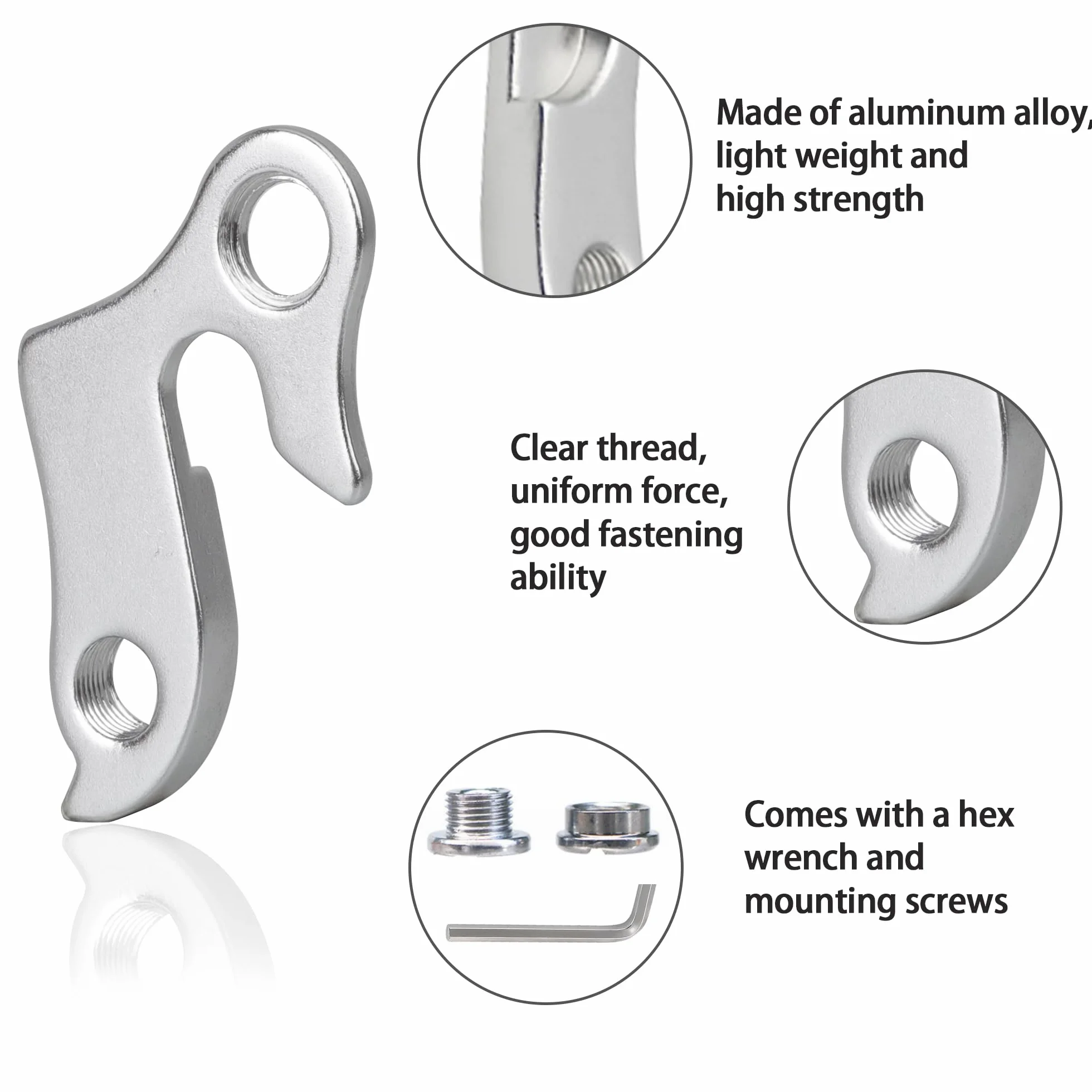 DesertBoy 2-częściowy wieszak na przerzutkę tylną ze stopu aluminium, przerzutka rowerowa, hak, adapter z kluczem imbusowym i śrubami, 2 sztuki